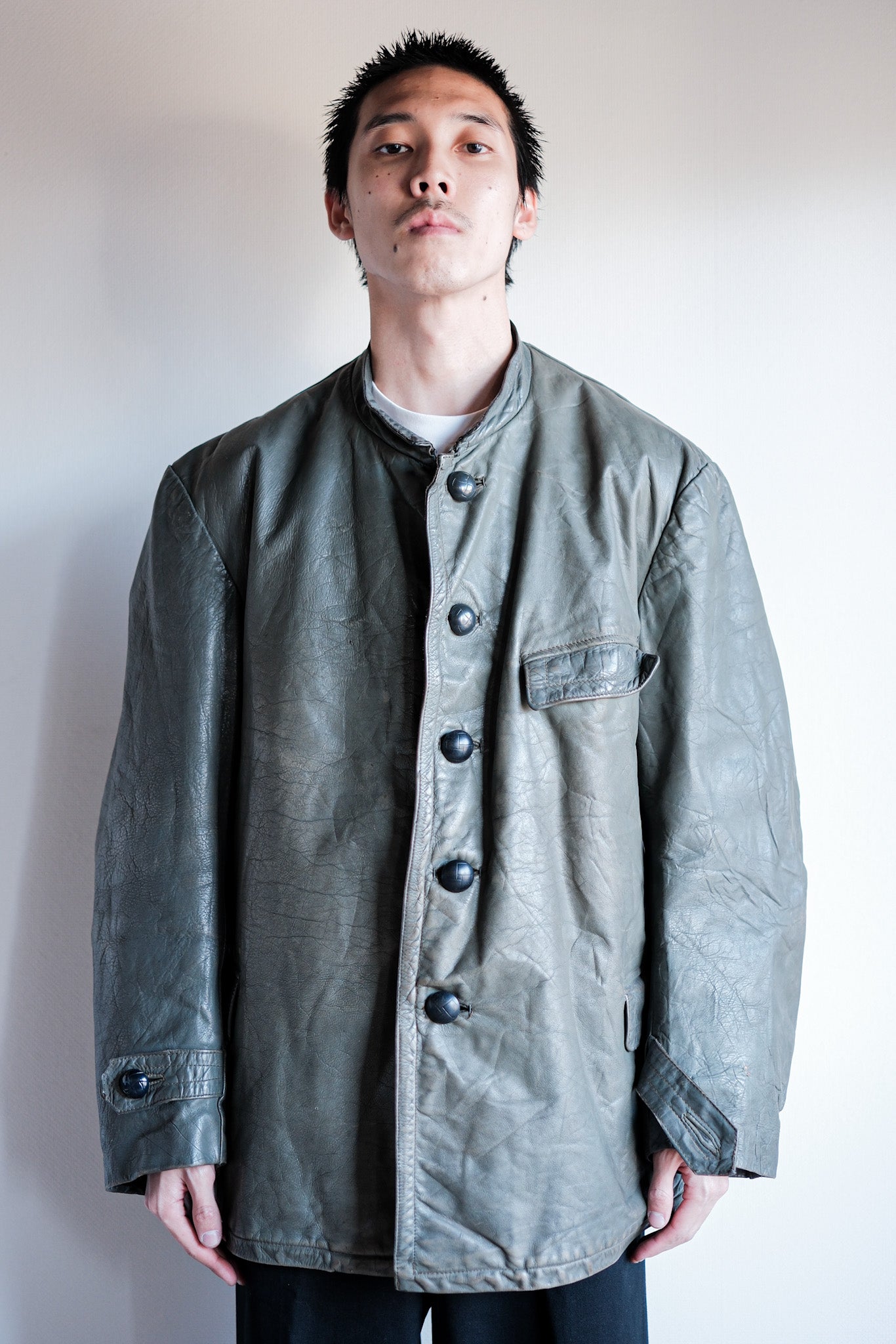 【~40's】WWⅡ+German+Navy+U-Boat+Crew+Gray+Leather+Jacket+"Kriegsmarine"