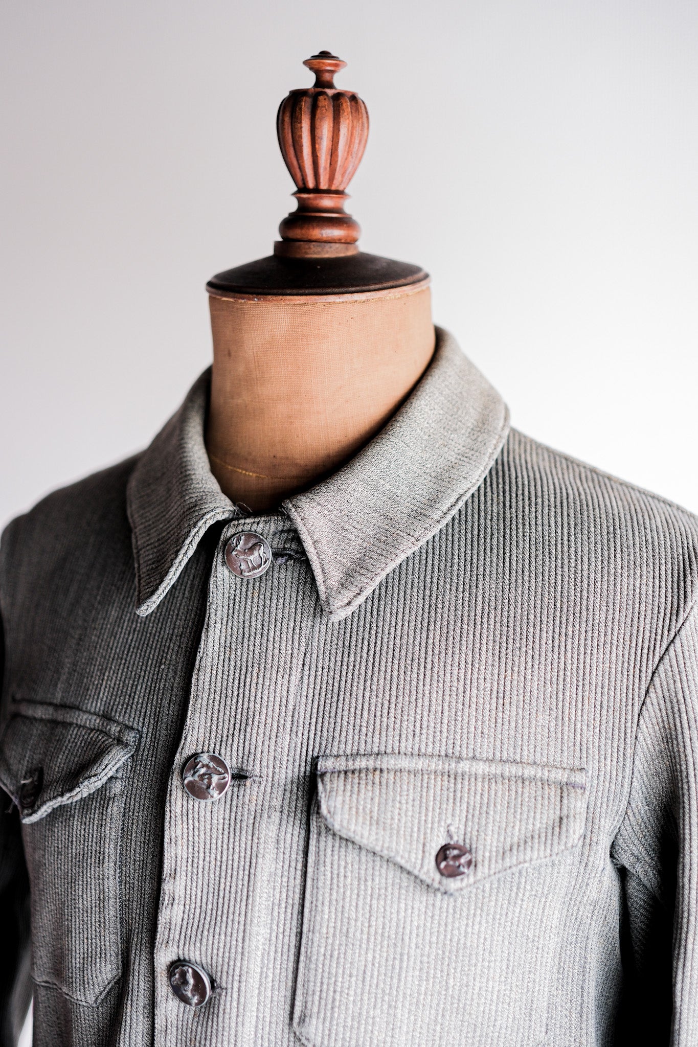 【~50's】French Vintage Gray Cotton Pique Hunting Jacket