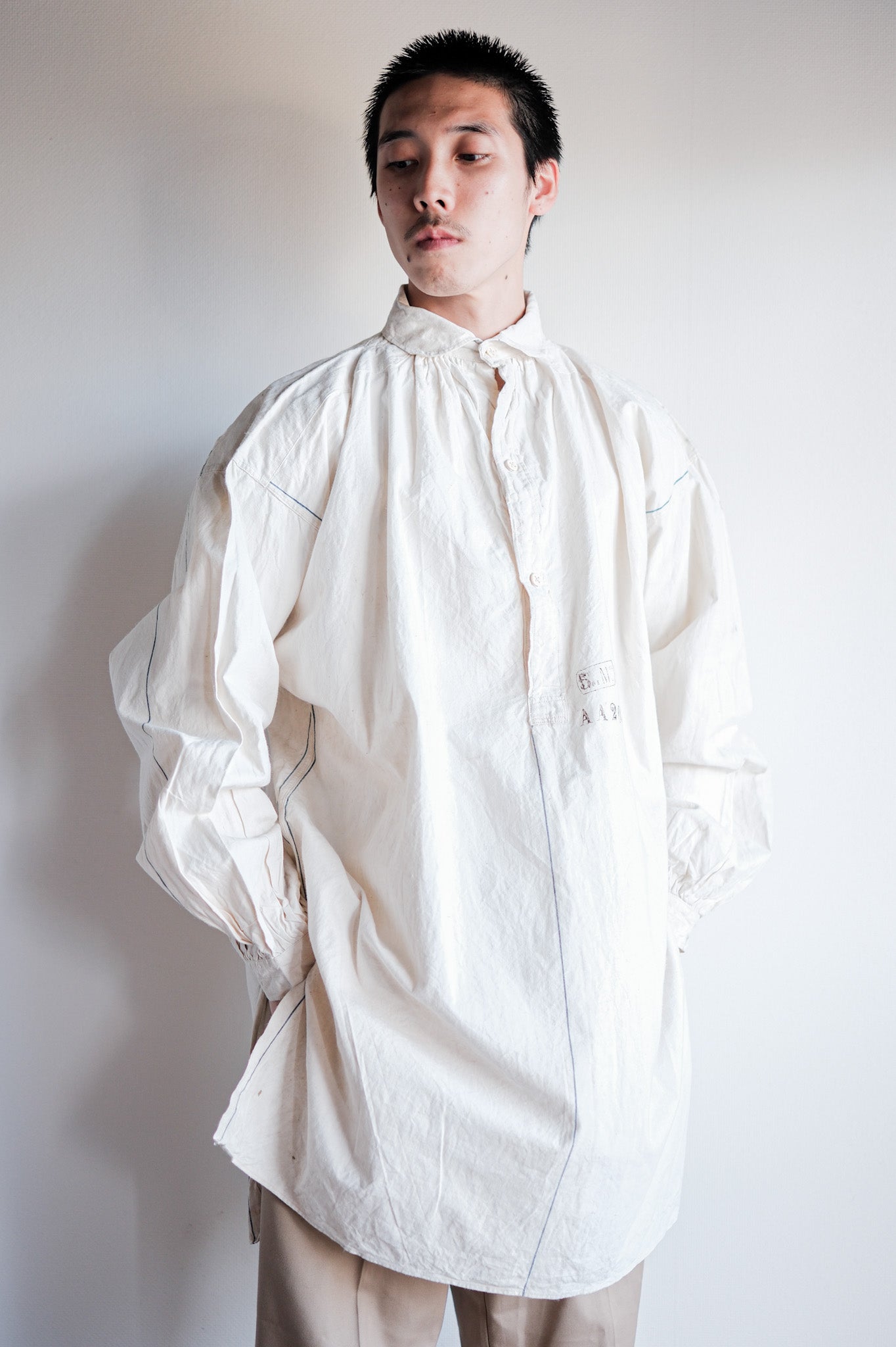 【Late 19th C】French Army of Africa Cotton Linen Coronial Shirt "Dead Stock"