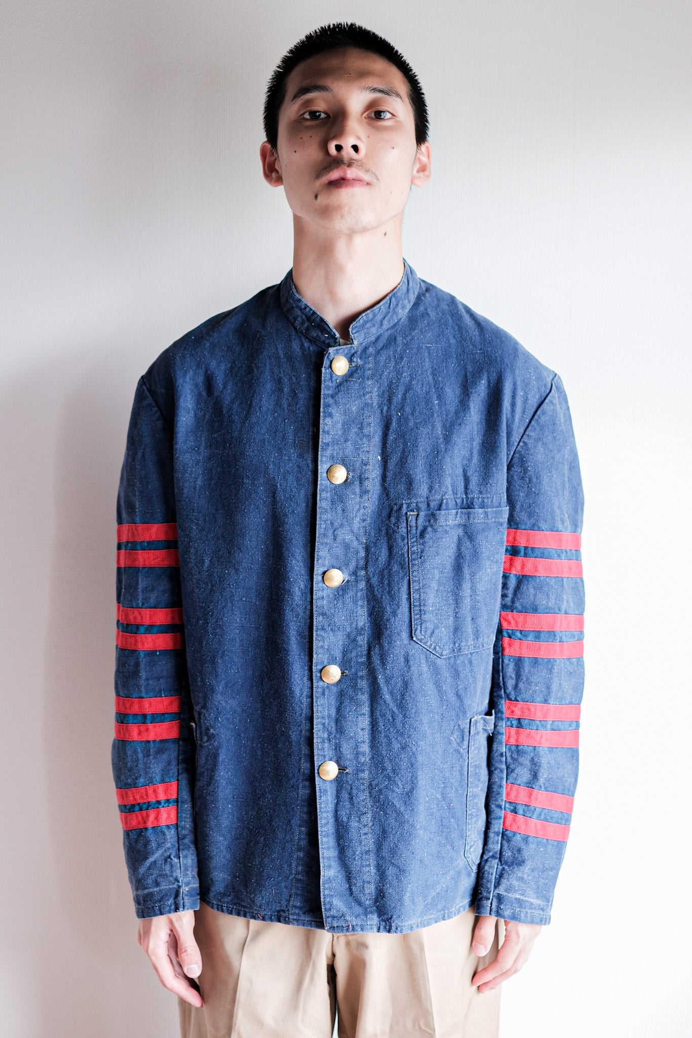 【~40's】German Vintage Indigo Linen Firefighter Jacket