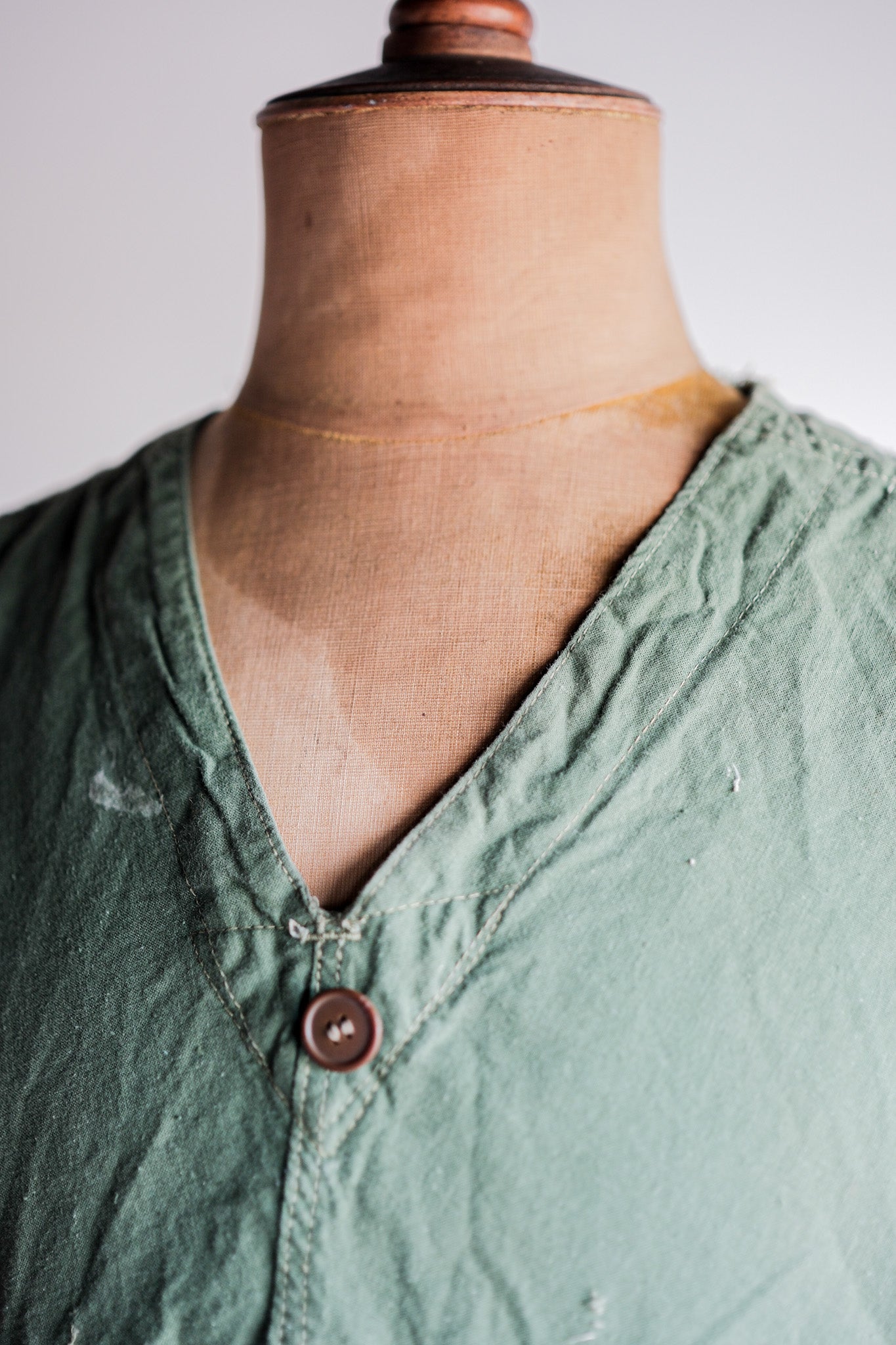 【~50's】Czechoslovakian Army Green Cotton Smock