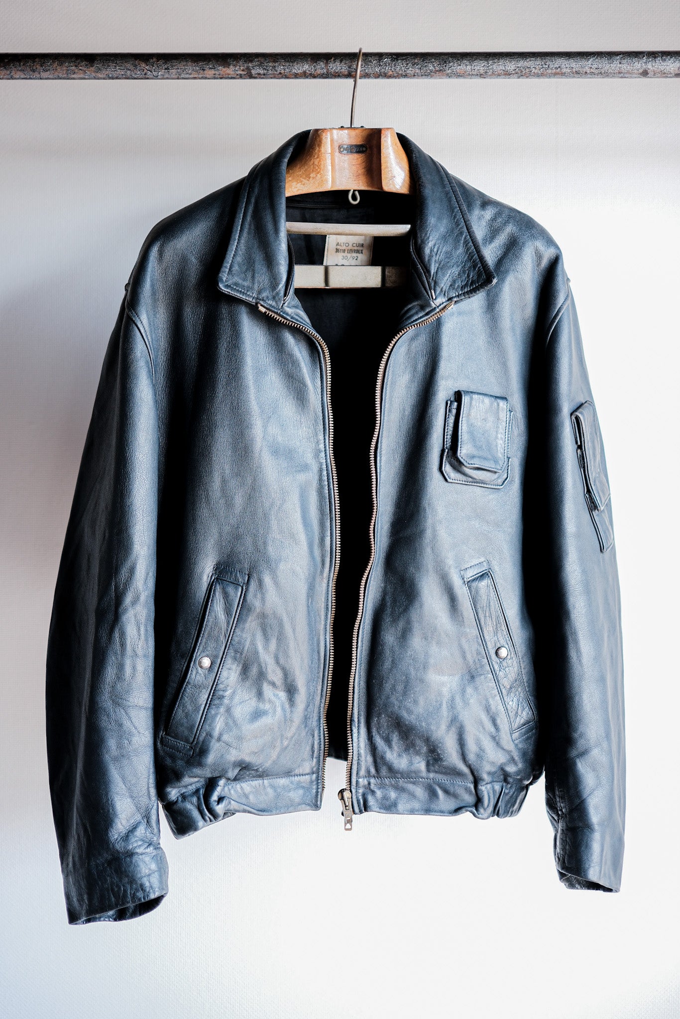 【~70's】French Air Force Pilot Leather Jacket Size.104L