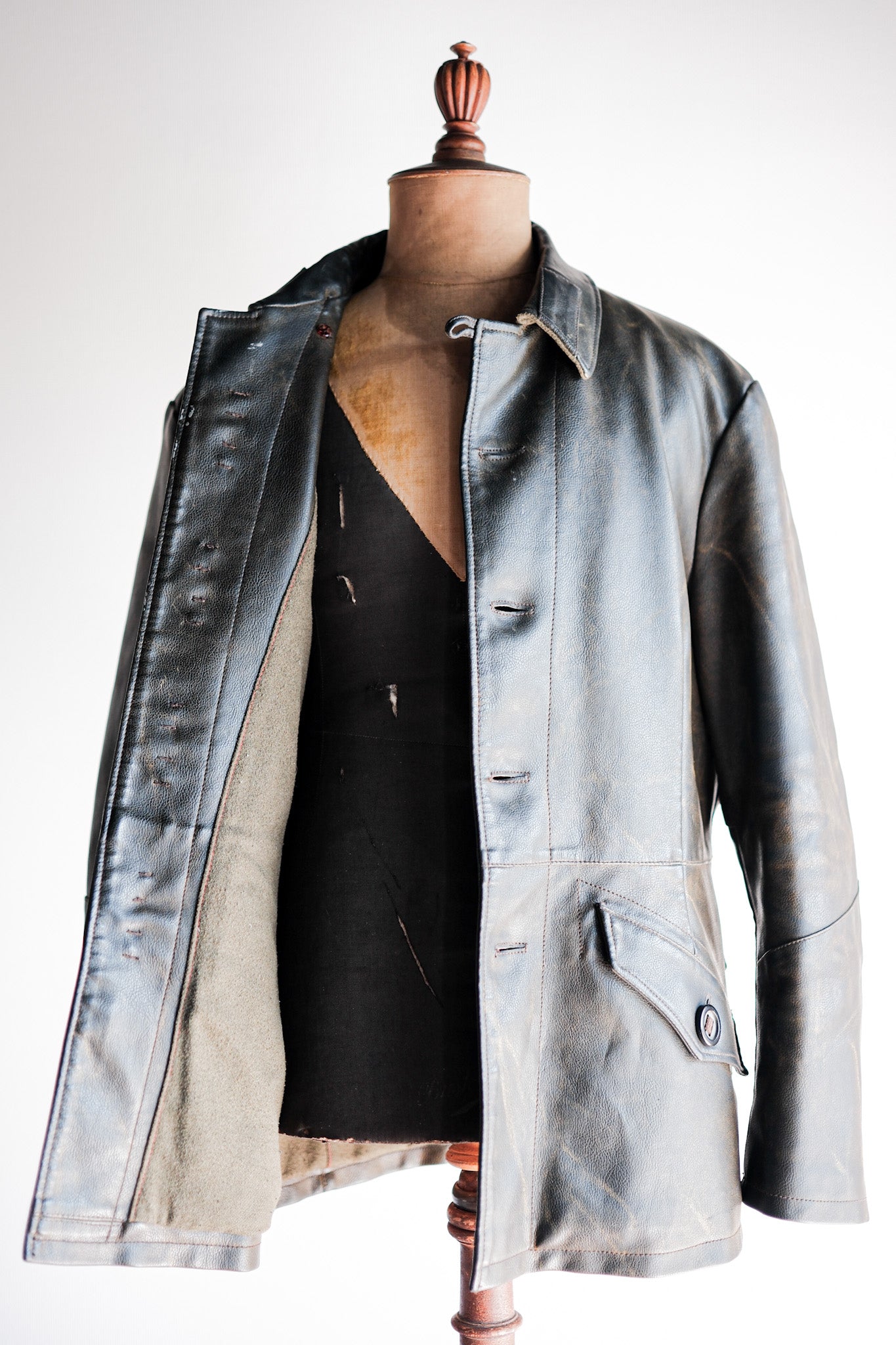 【~90’s】Old ARMANI JEANS M-59 Type PVC Leather Jacket