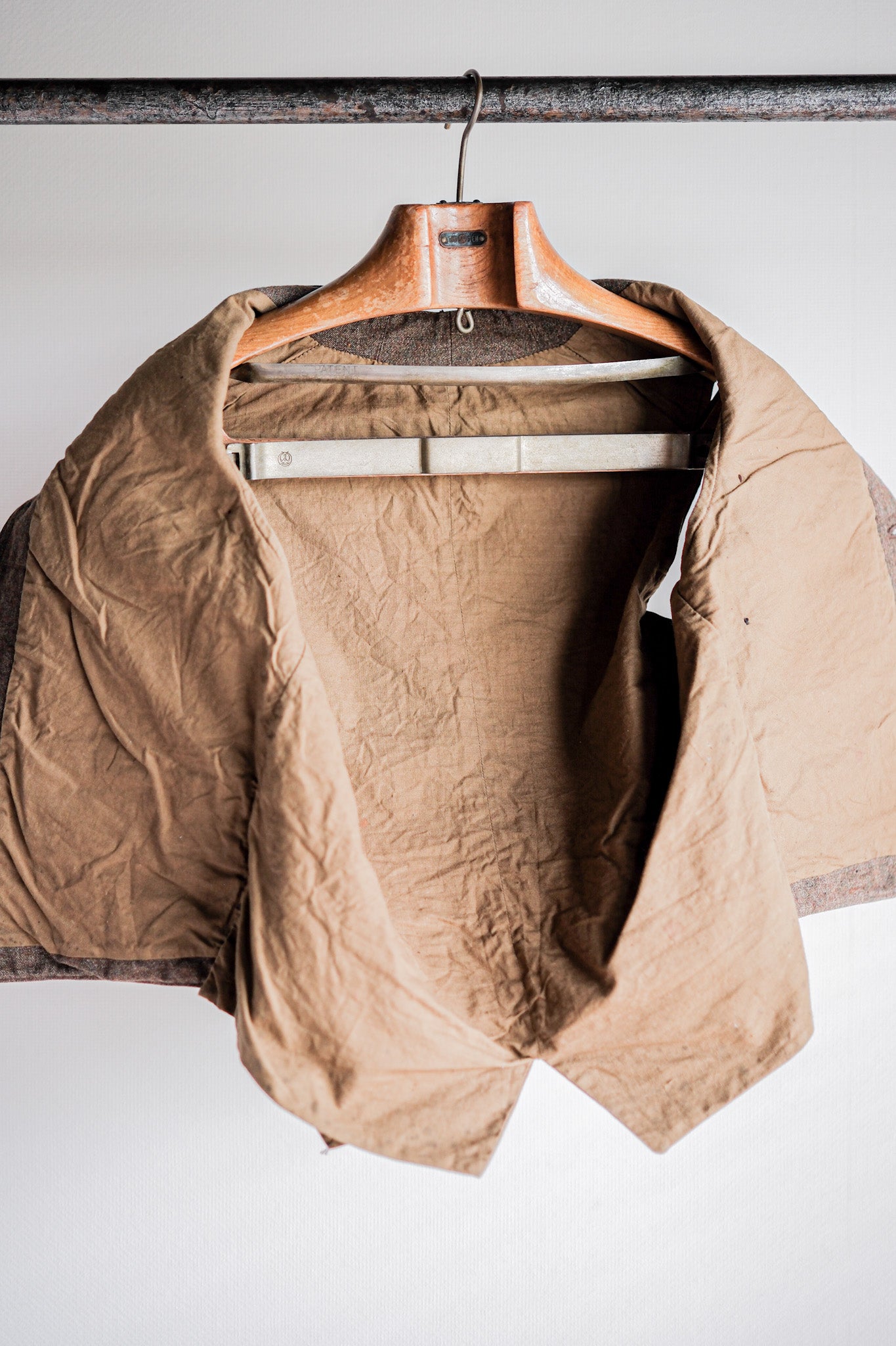 【~40's】French Vintage Brown Mix Wool Hunting Gilet