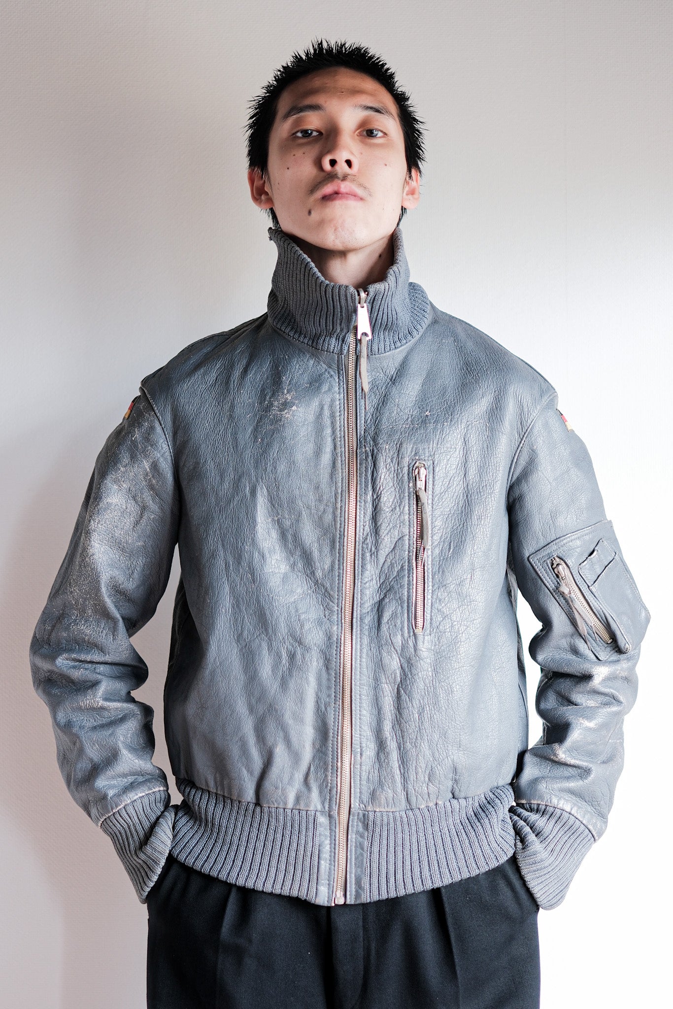 【~70’s】West German Air Force Pilot Leather Jacket Size.3