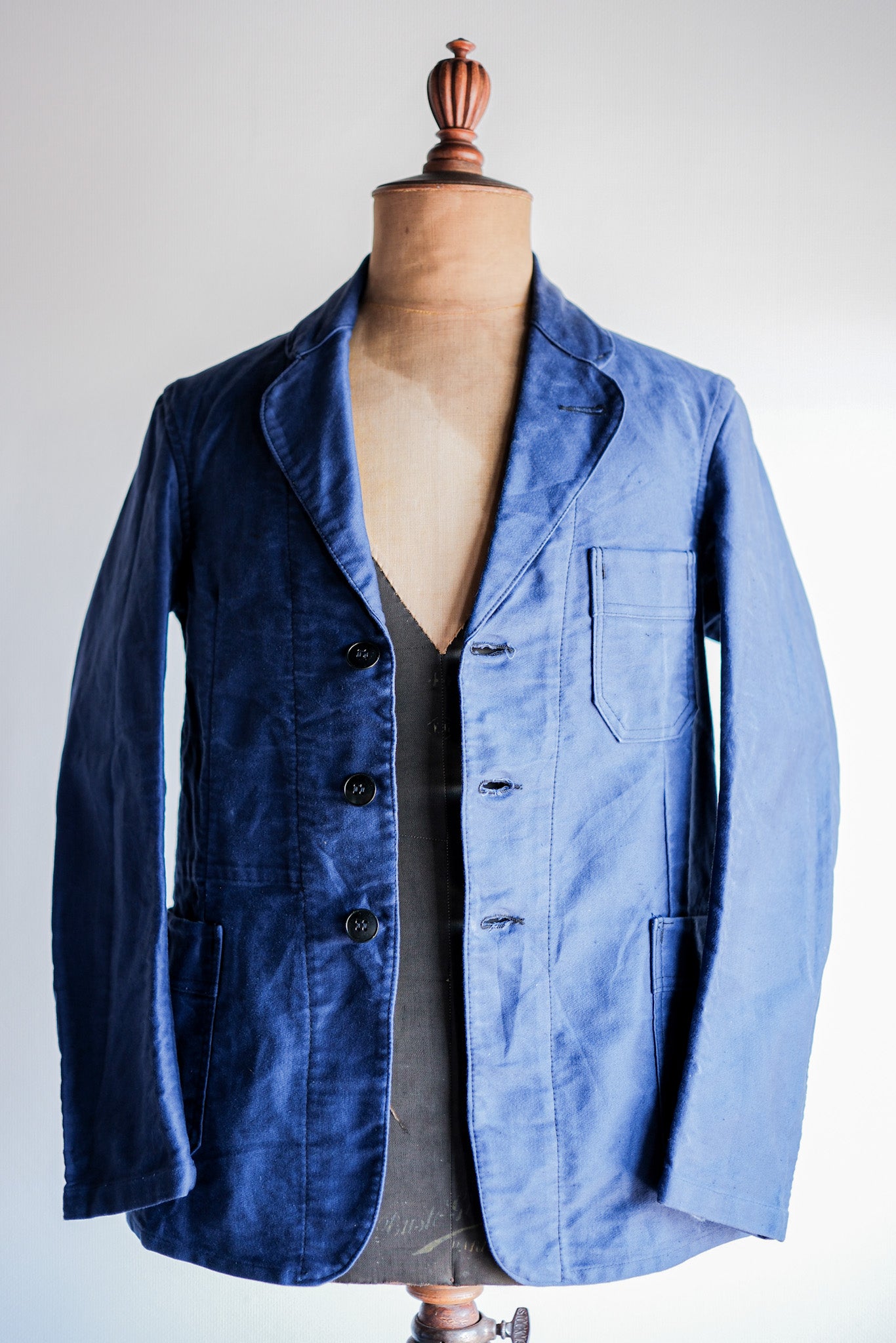 【~60’s】French Vintage Blue Moleskin Lapel Work Jacket "VETVOR"