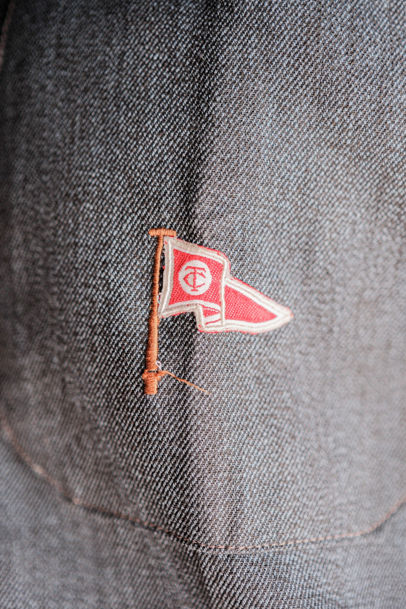 【~50's】Europe Vintage Salt & Pepper Cotton Smock "Dead Stock"