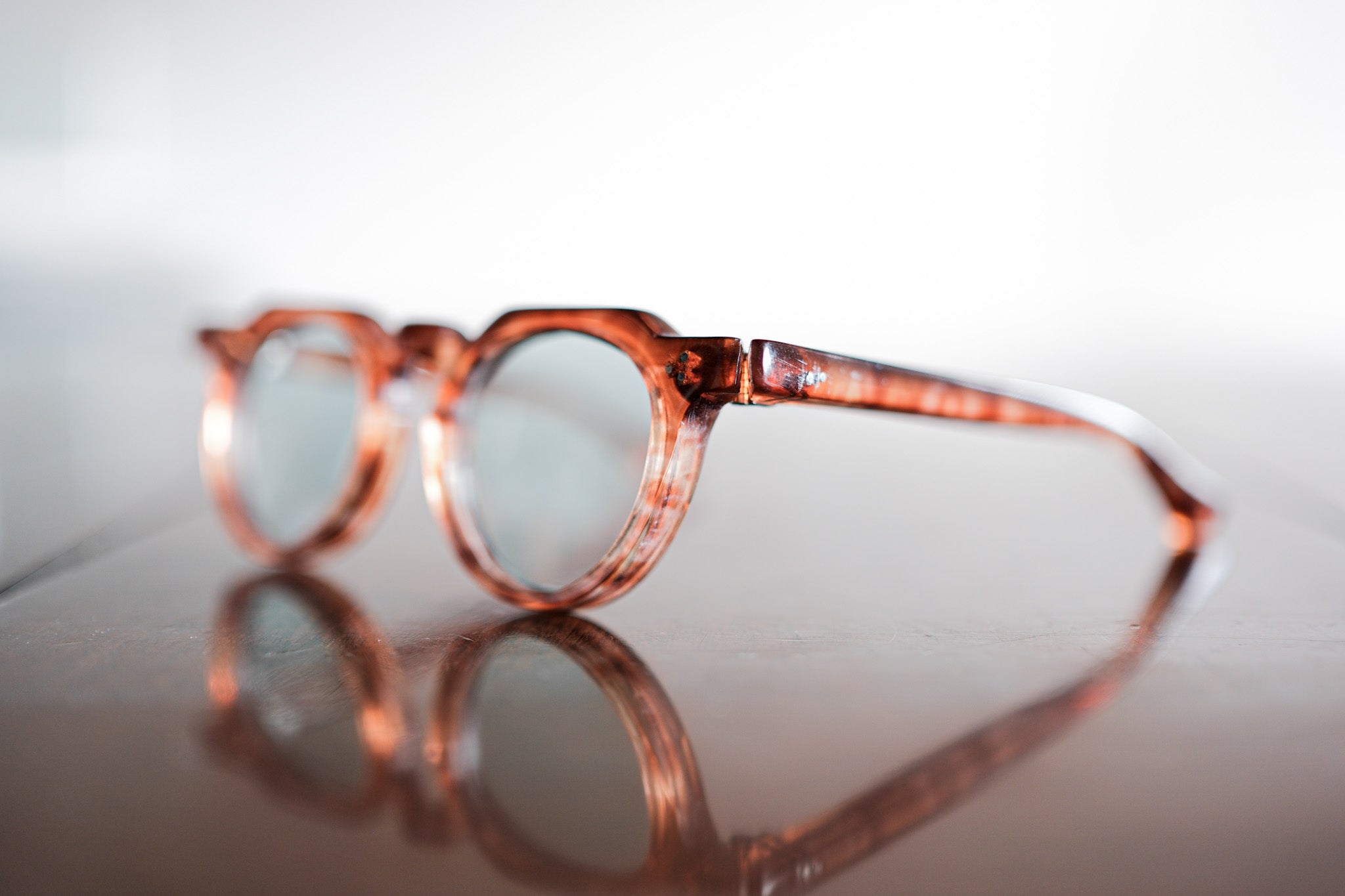 【~40’s】French Vintage Crown Panto Celluloid Frame "3 Dots"
