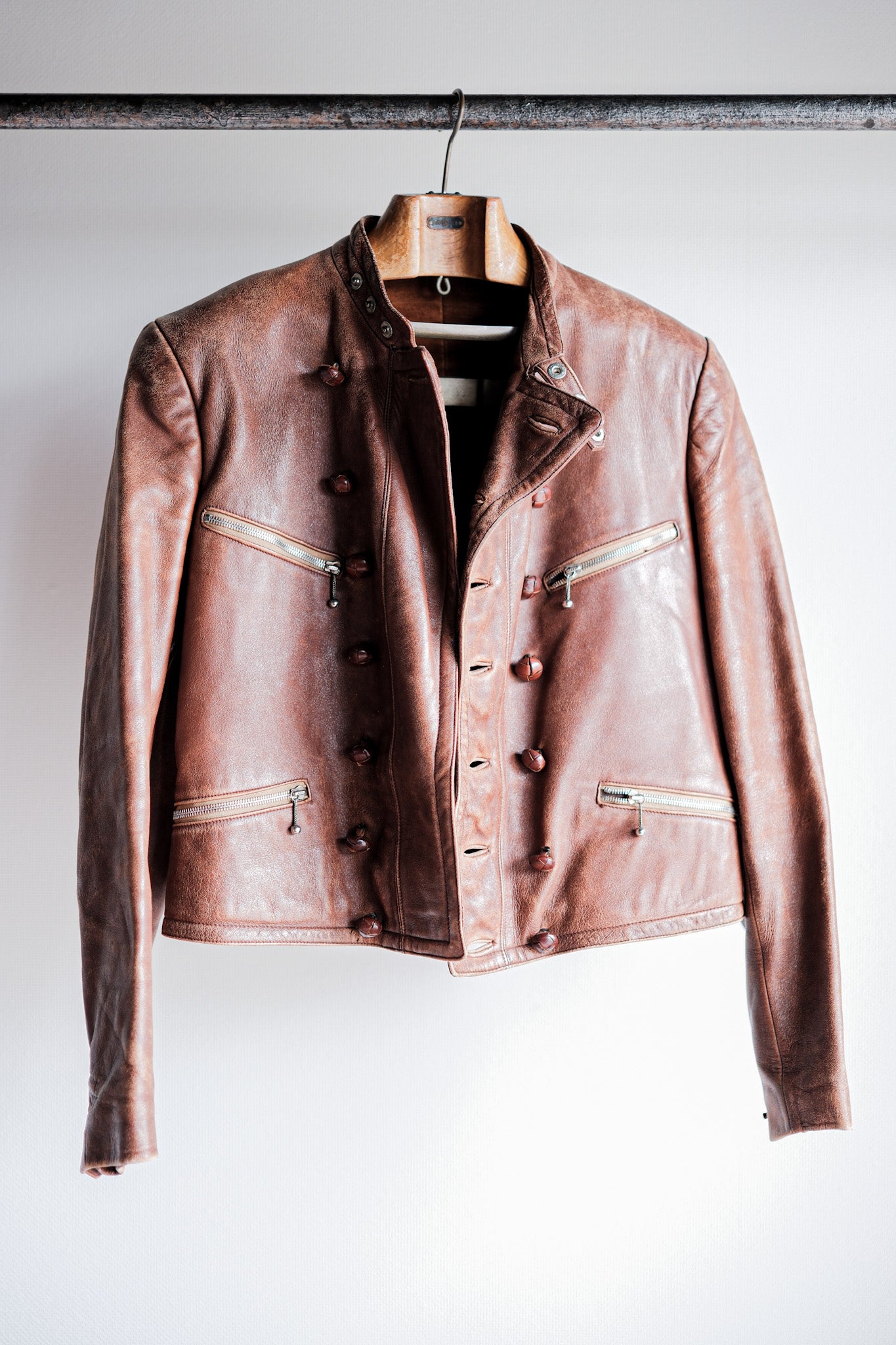 【~30's】German Vintage Double Breasted Motorcycle Leather Jacket