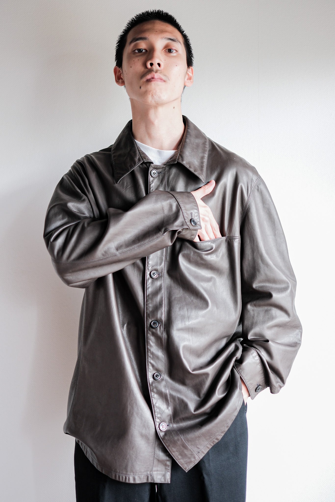 【~90's】Old SERAPHIN Lamb Leather Shirt Jacket Size.54