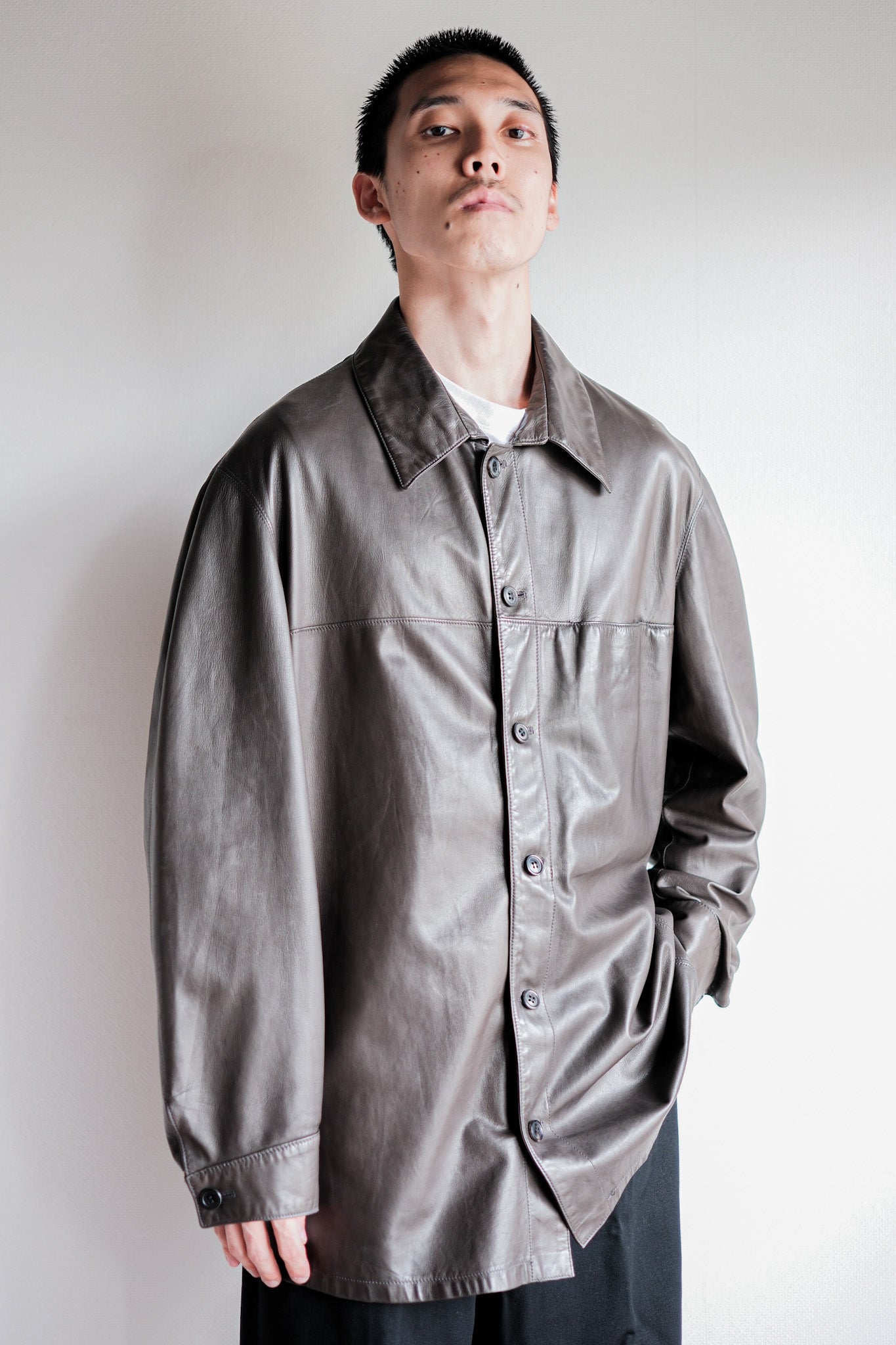 【~90's】Old SERAPHIN Lamb Leather Shirt Jacket Size.54