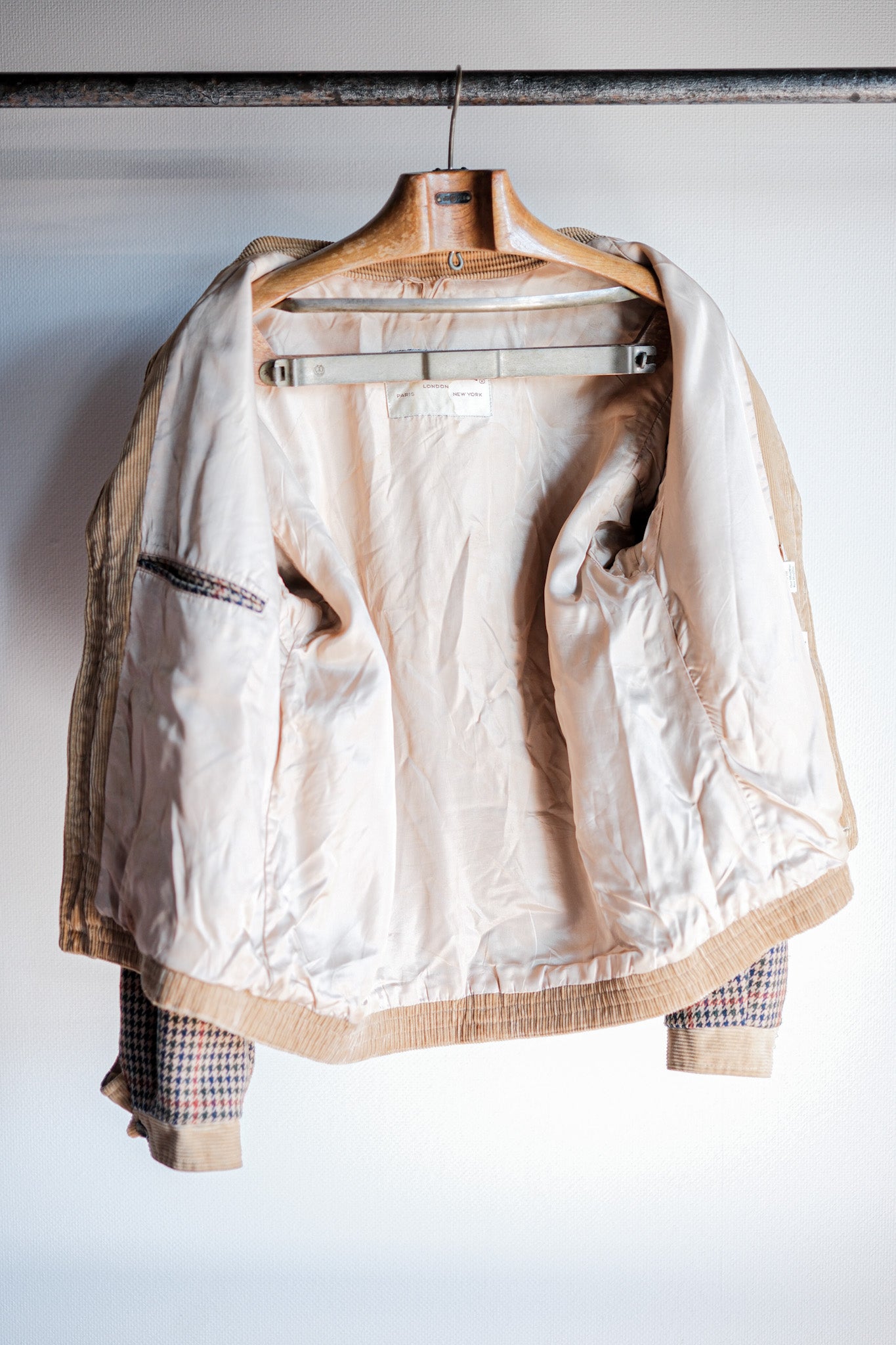 【~70's】British Vintage Houndstooth Wool Mix Jacket Size.38R "JAEGER"