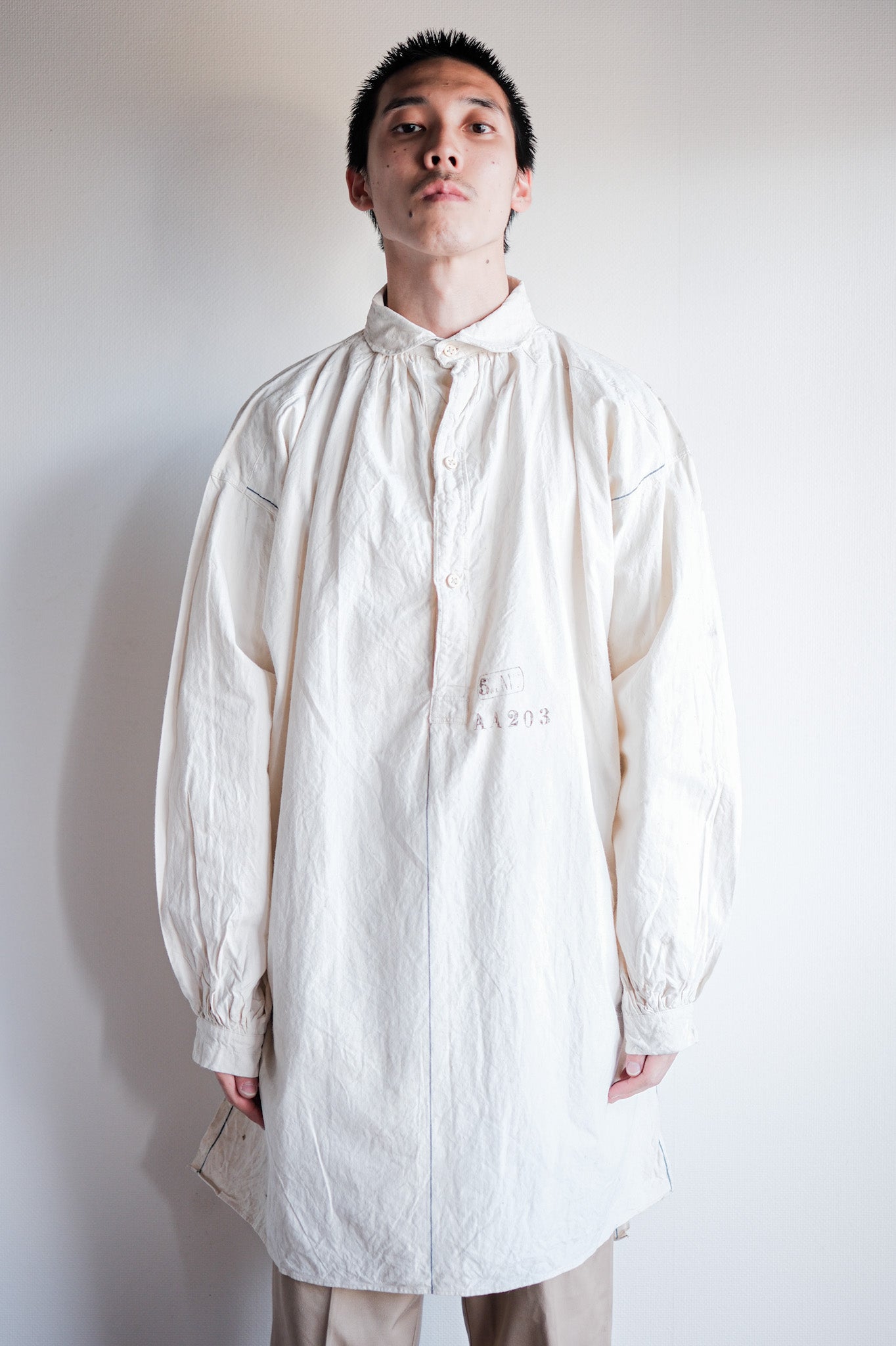 【Late 19th C】French Army of Africa Cotton Linen Coronial Shirt "Dead Stock"