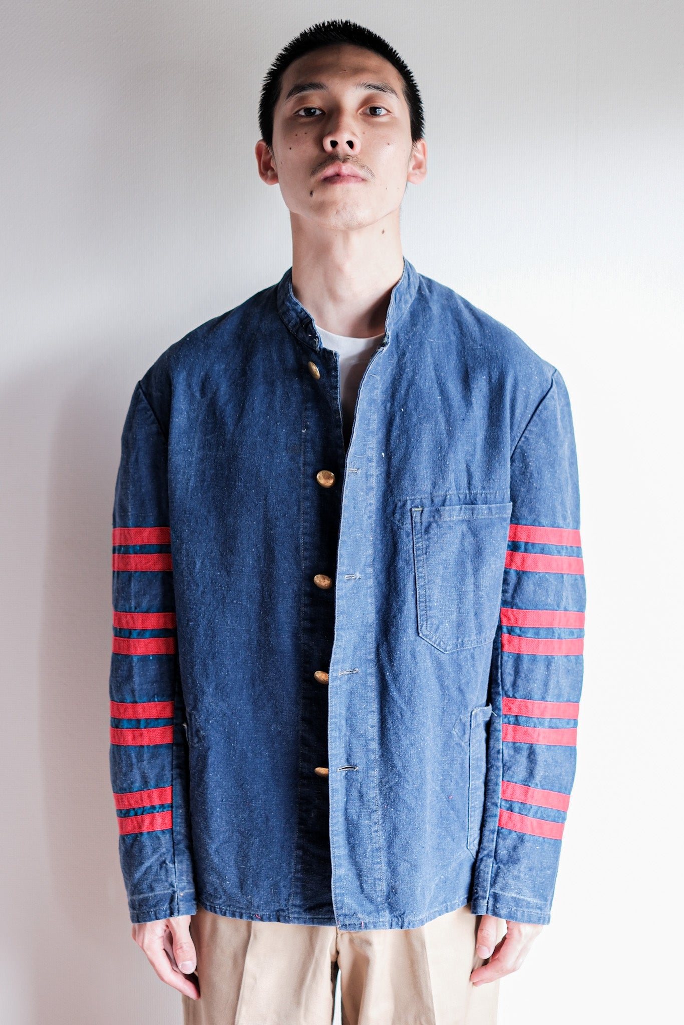 【~40's】German Vintage Indigo Linen Firefighter Jacket