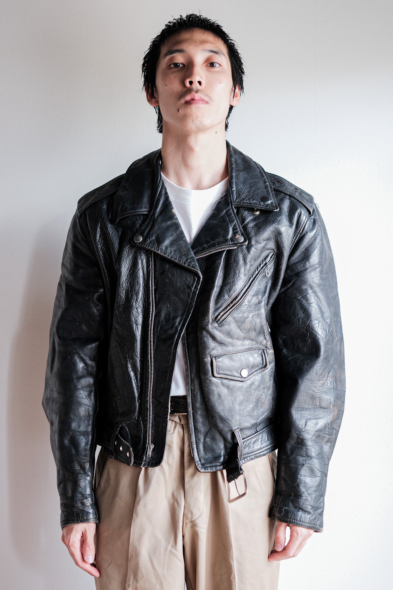 【~50's】American Vintage Two Star Horsehide Motorcycle Leather Jacket "WINDWARD"