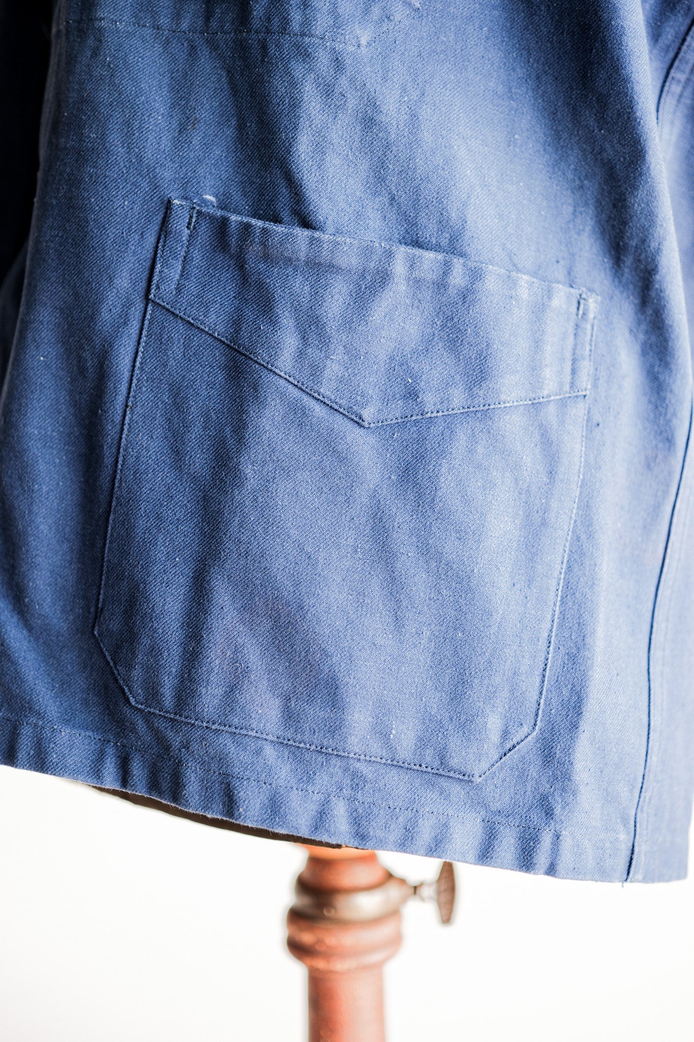【~50's】French Army Blue Cotton Linen Twill Work Jacket