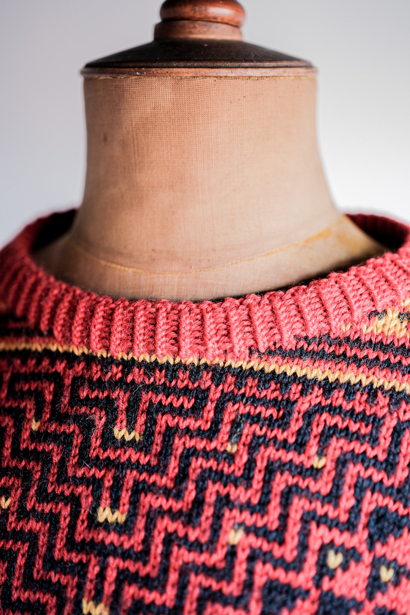 【~60's】British Vintage Fisherman Crew Neck Wool Jumper "Handmade"