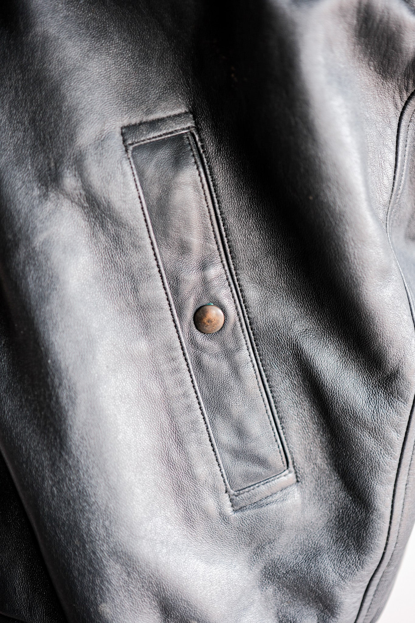 【~70's】French Air Force Pilot Leather Jacket With Chin Strap Size.100L