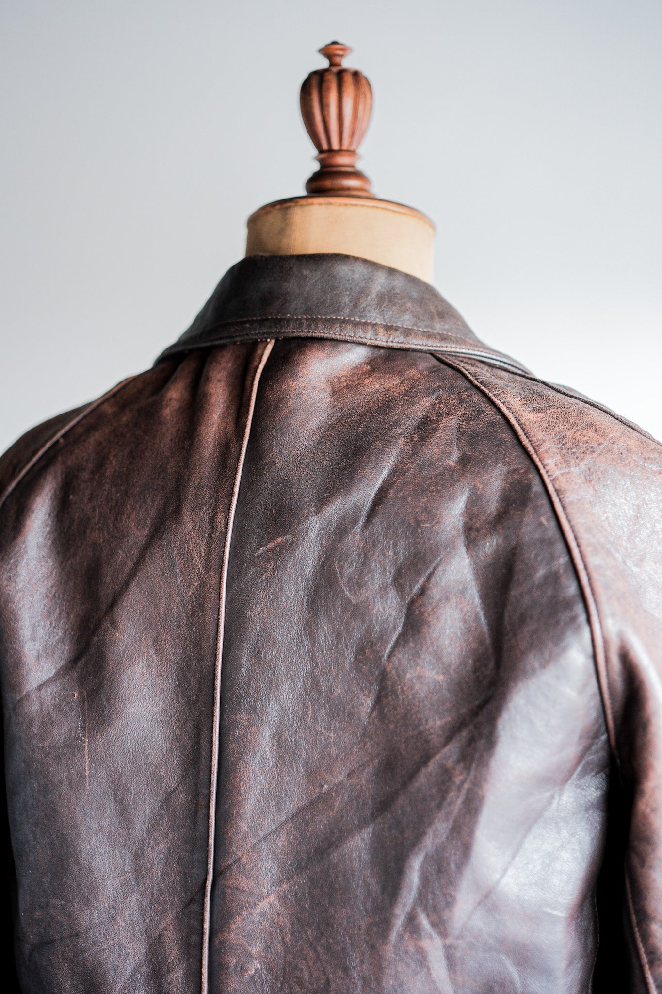 【~50's】French Army Motorcycle Leather Jacket Size.B2