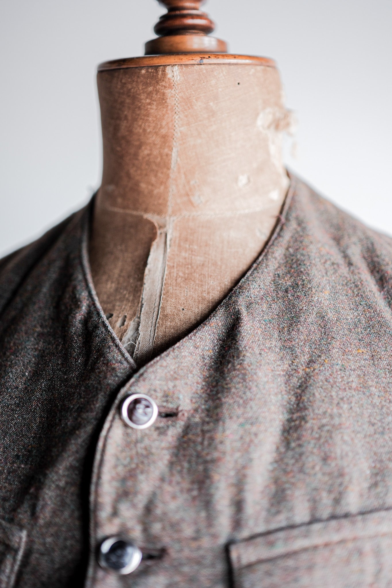 【~40's】French Vintage Brown Mix Wool Hunting Gilet