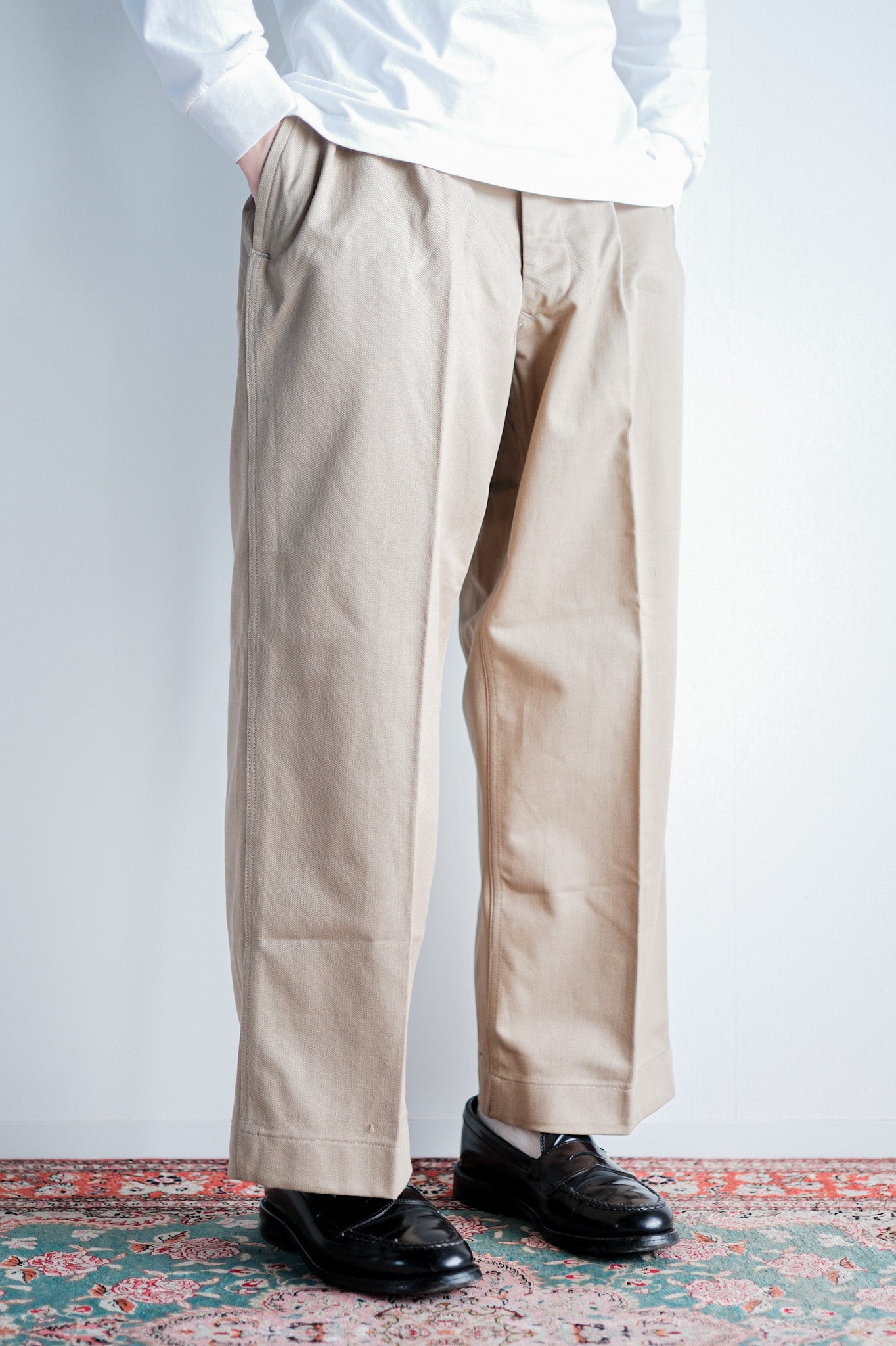 【~50's】French Army M52 Chino Trousers Size.12 "Dead Stock"