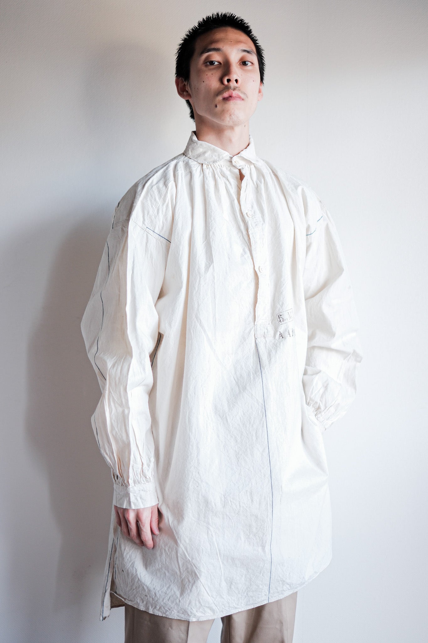 【Late 19th C】French Army of Africa Cotton Linen Coronial Shirt "Dead Stock"