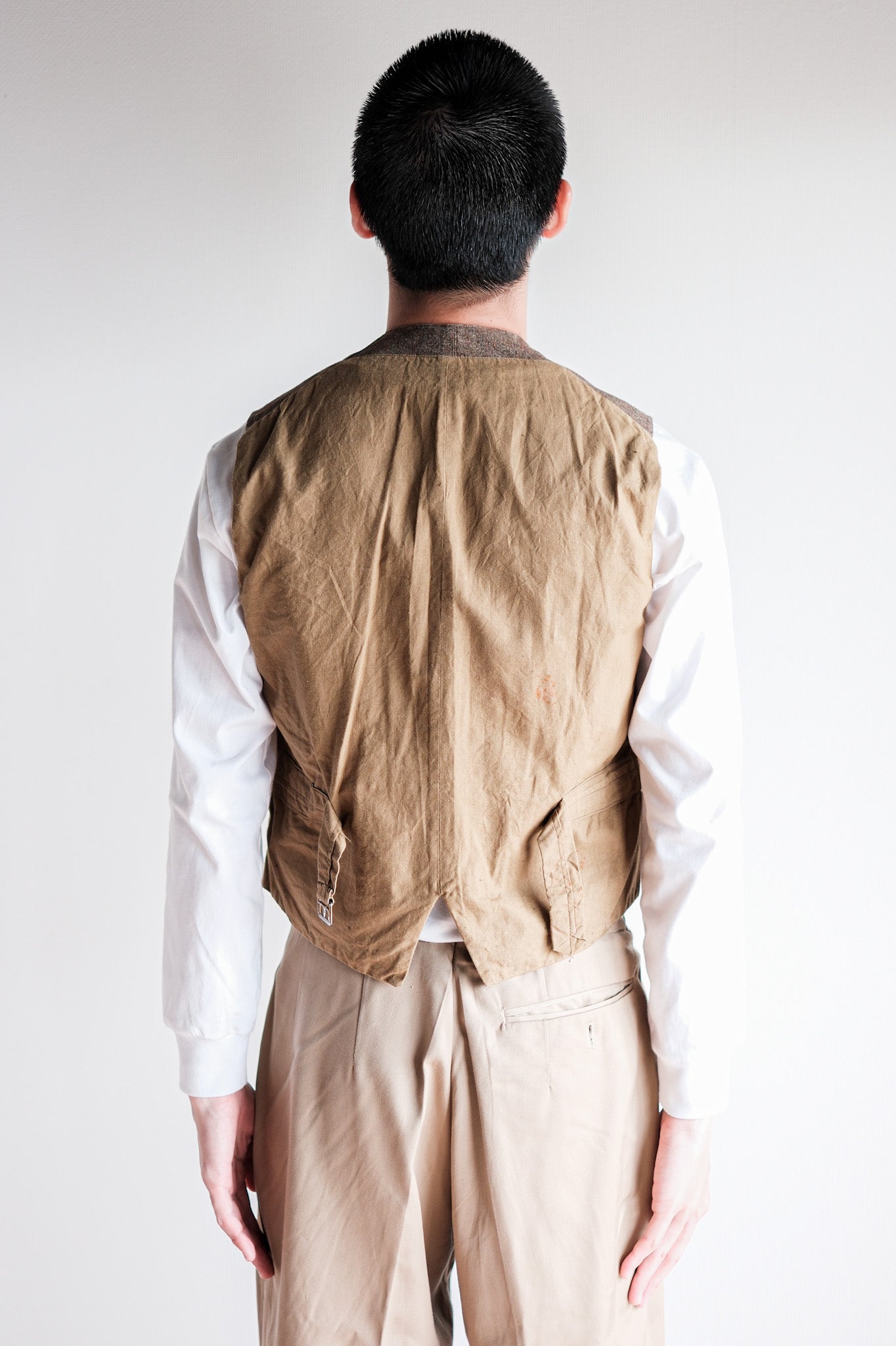 【~40's】French Vintage Brown Mix Wool Hunting Gilet