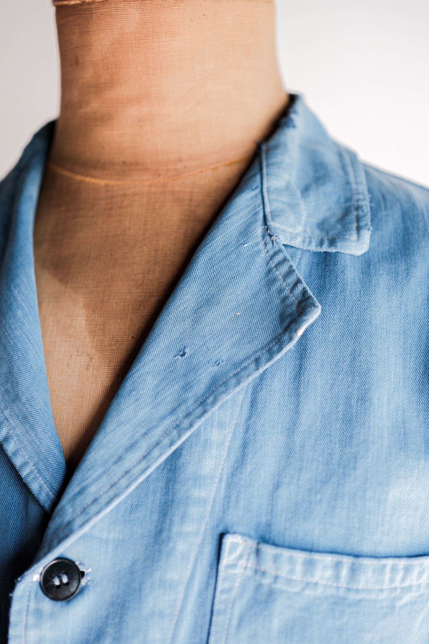 【~40’s】French Vintage Indigo Cotton Twill Lapel Work Jacket