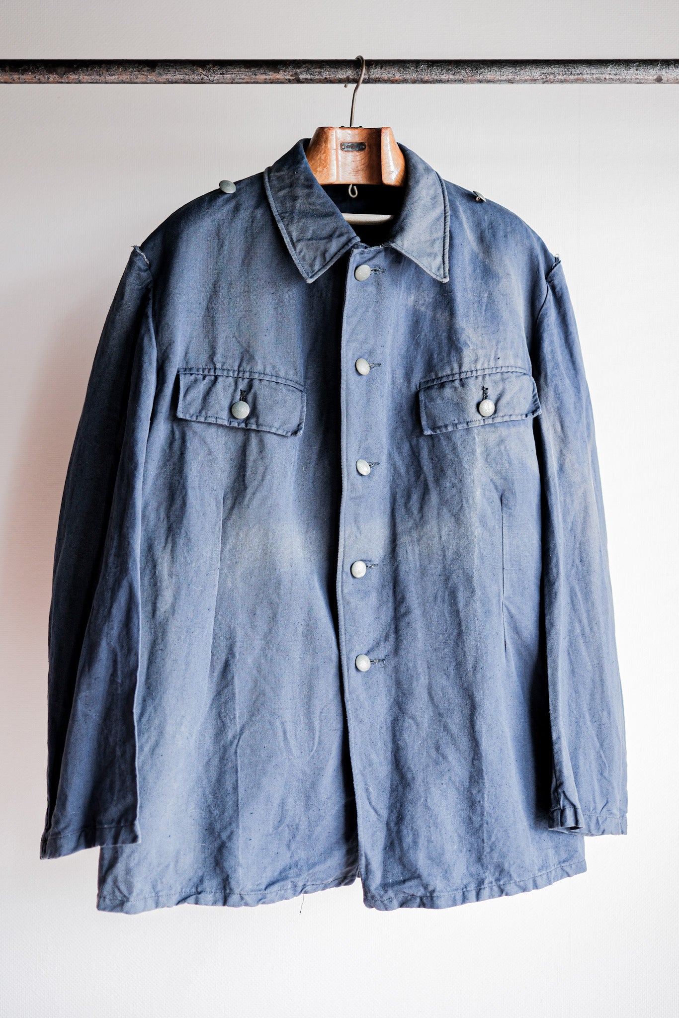 【~40's】German Navy Drillich Indigo Cotton Jacket "Kriegsmarine"