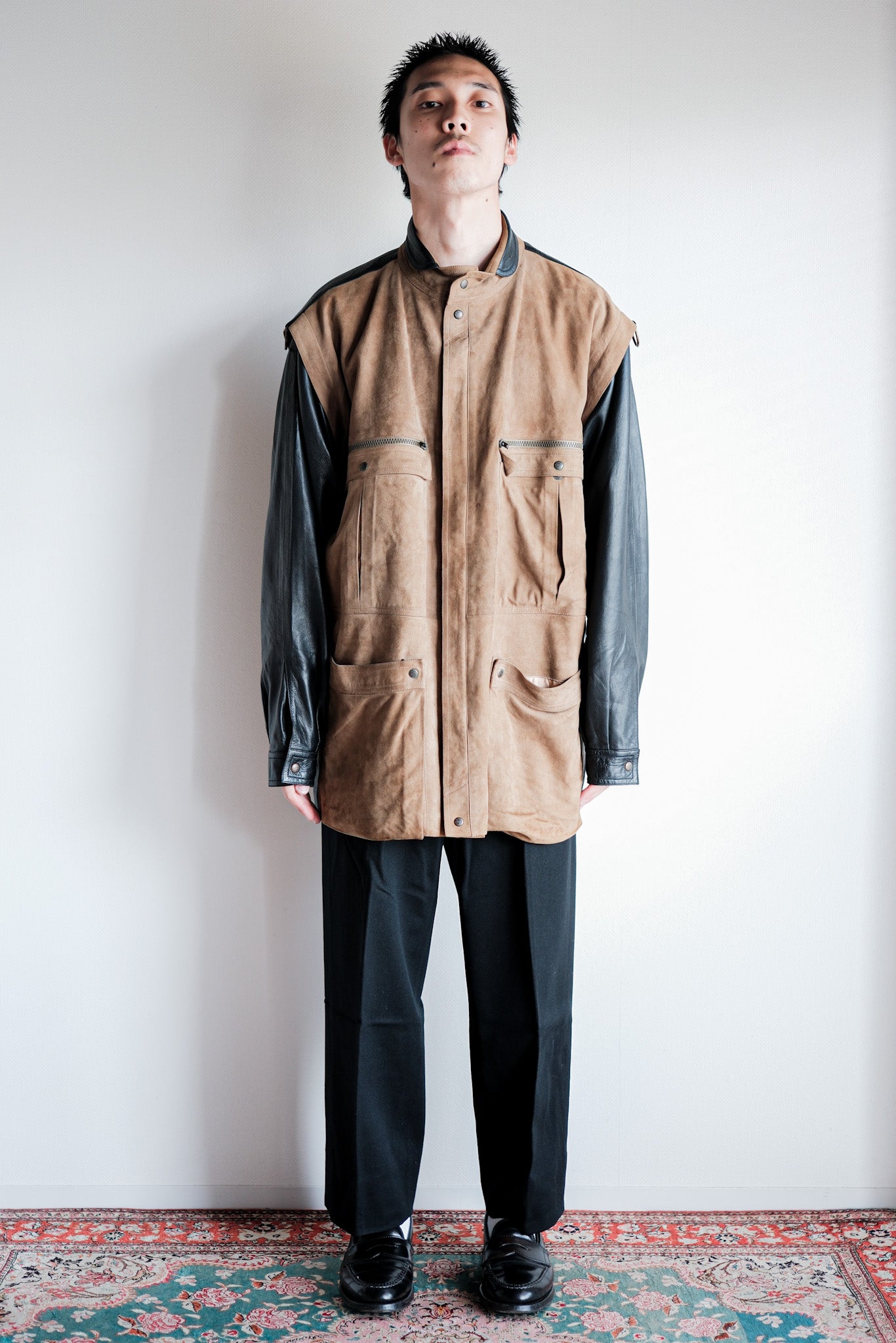 【~70’s】Old GUCCI 2 Tone Leather Jacket Size.50