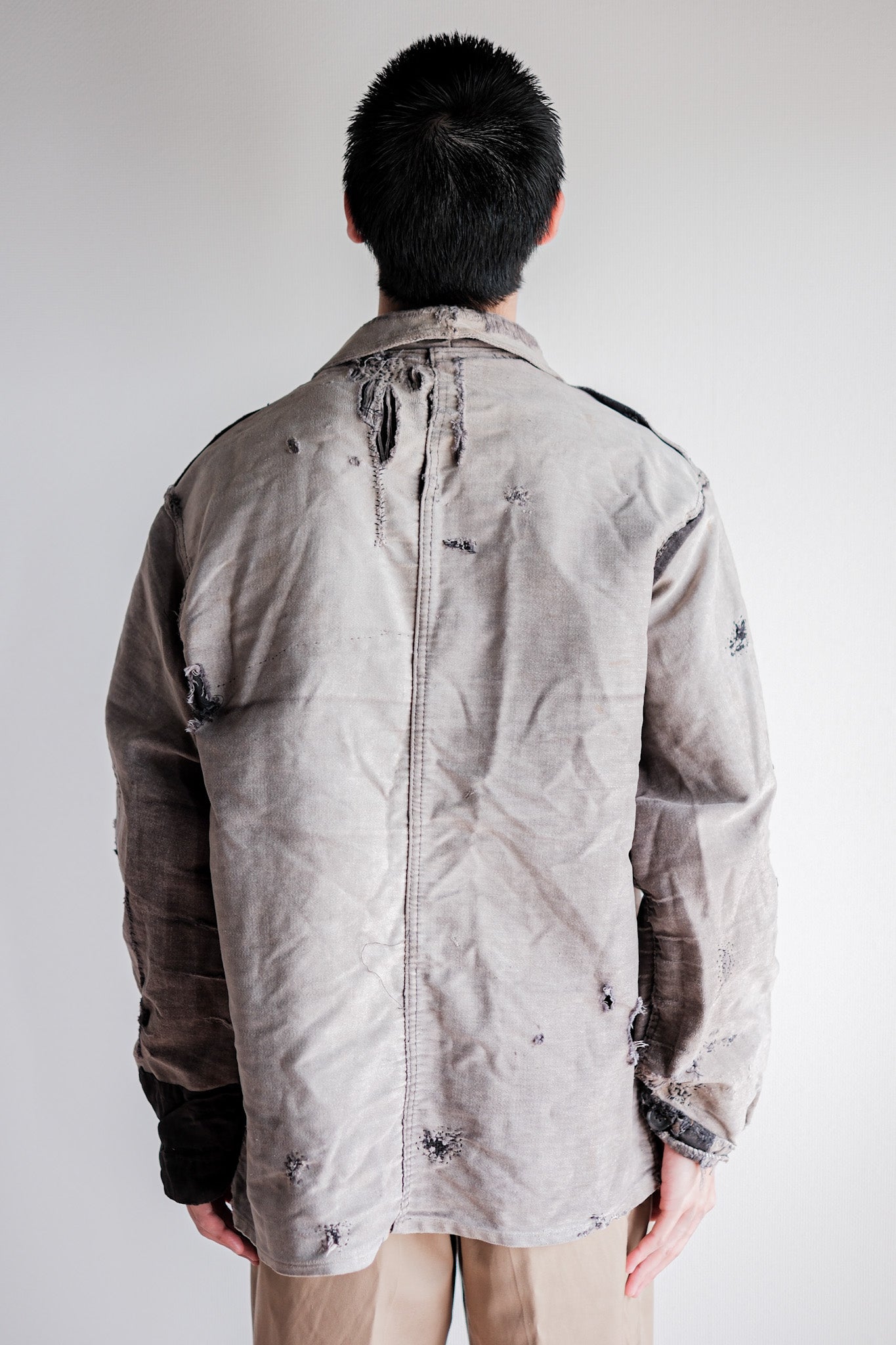 【~50's】French Vintage Black Moleskin Work Jacket "Patchwork"