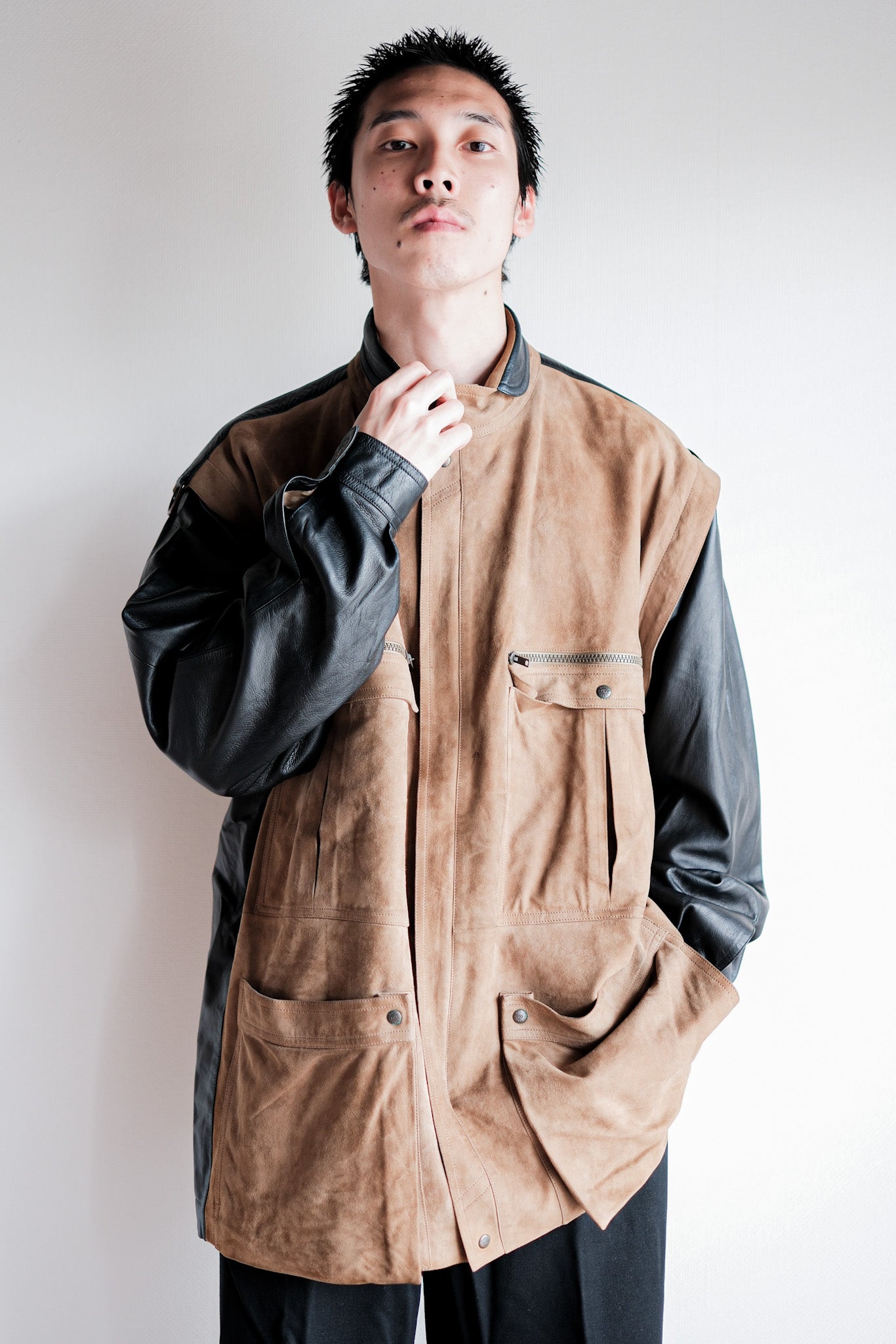 【~70’s】Old GUCCI 2 Tone Leather Jacket Size.50