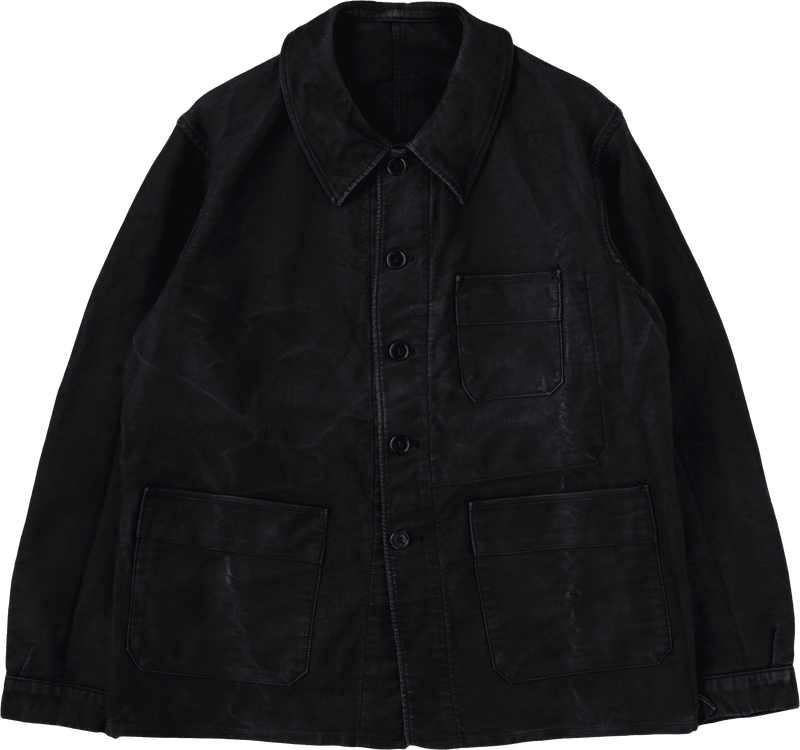 【~40's】French Vintage Black Moleskin Work Jacket "Adolphe Lafont"