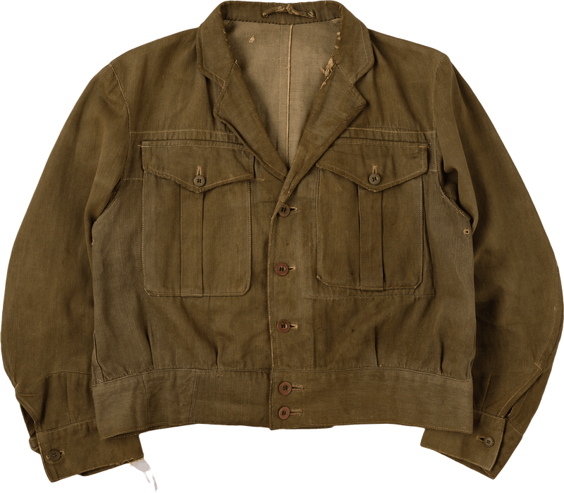 【~40's】WWII German Army British Green Denim Fabric Made Short Jacket