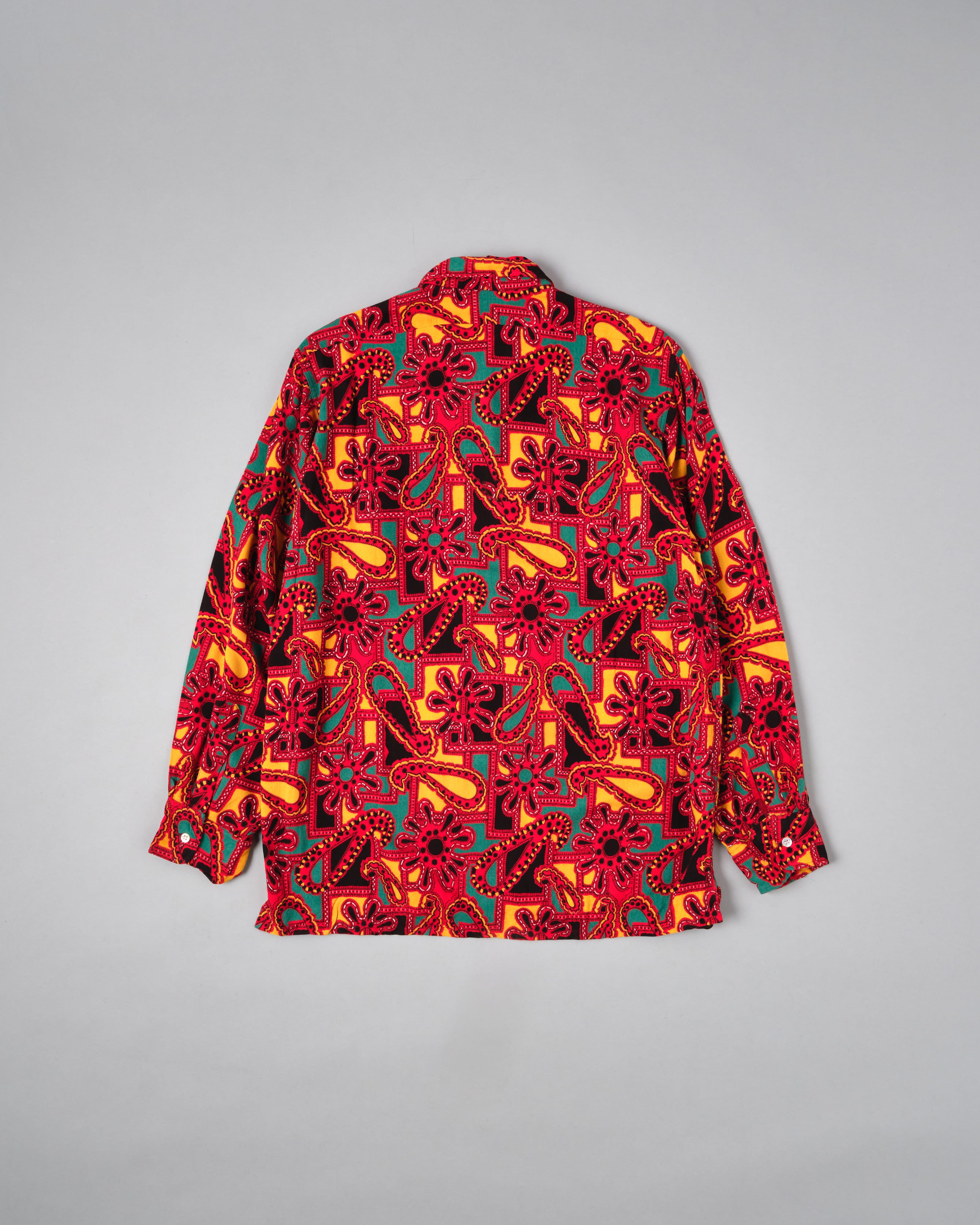 【~70’s】German Vintage Atomic Pattern Half Zip Rayon Shirt