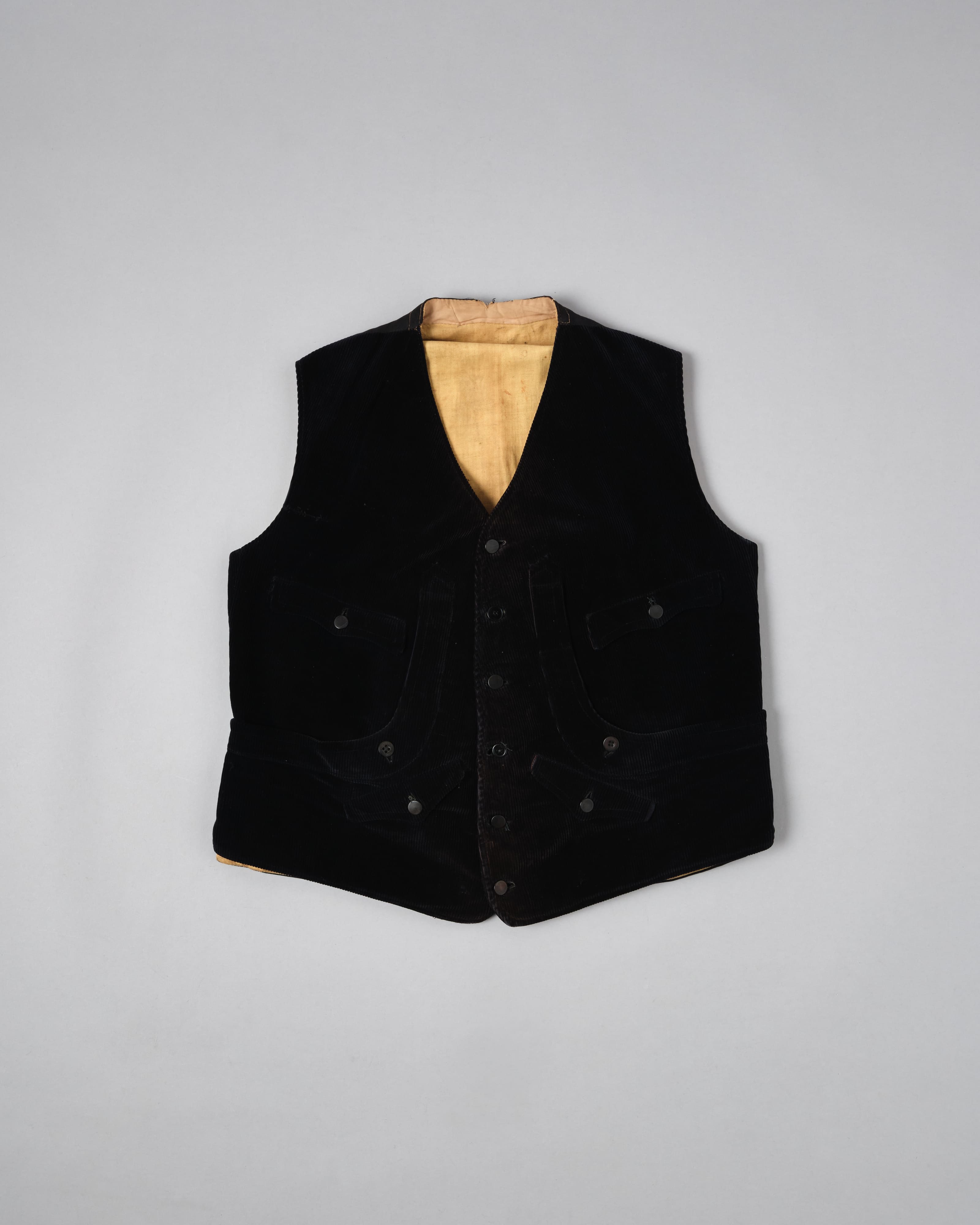 【~20's】French Vintage Black Corduroy Work Gilet "Unusual Type"