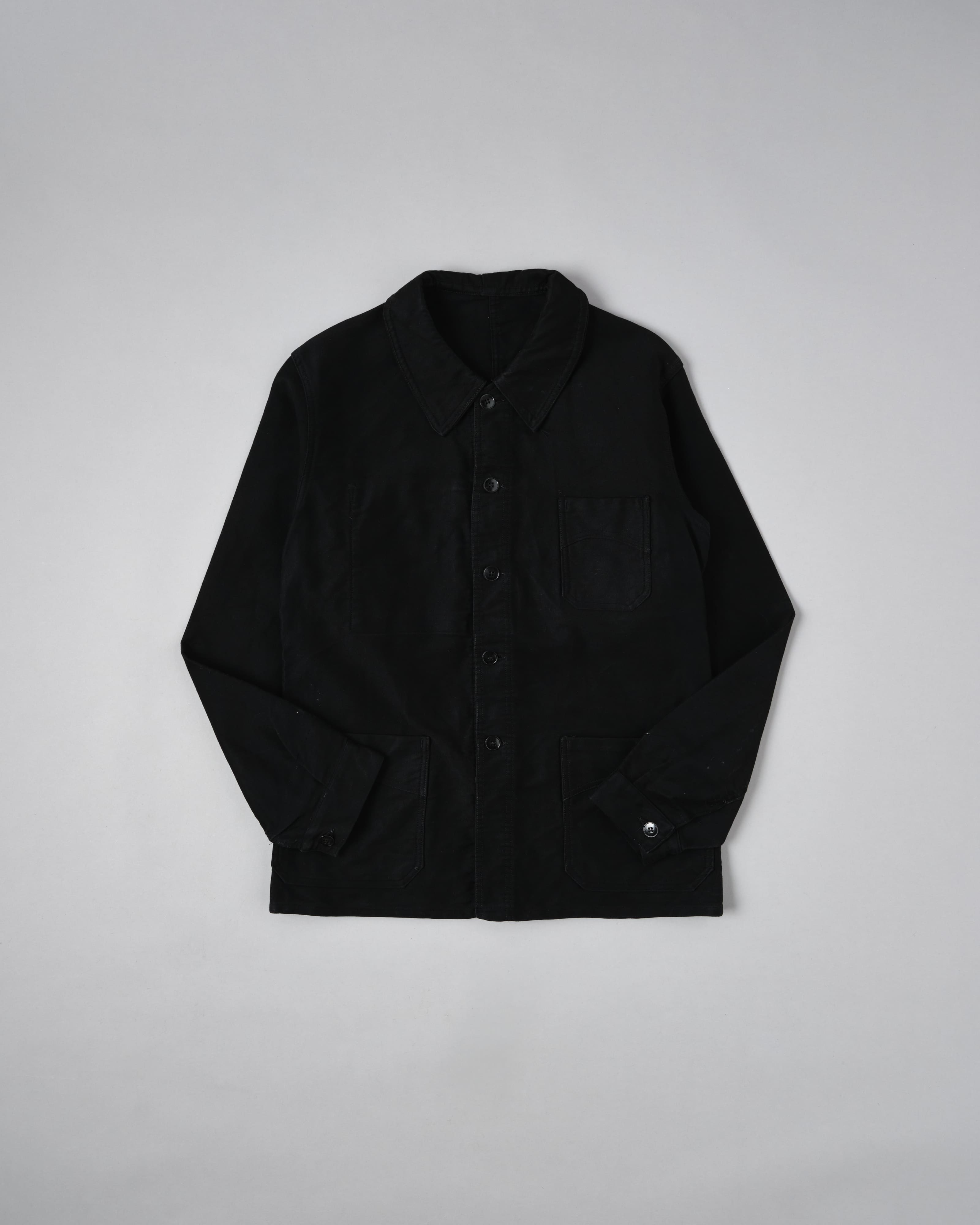 【~40's】French Vintage Black Moleskin Work Jacket "Vulcain"