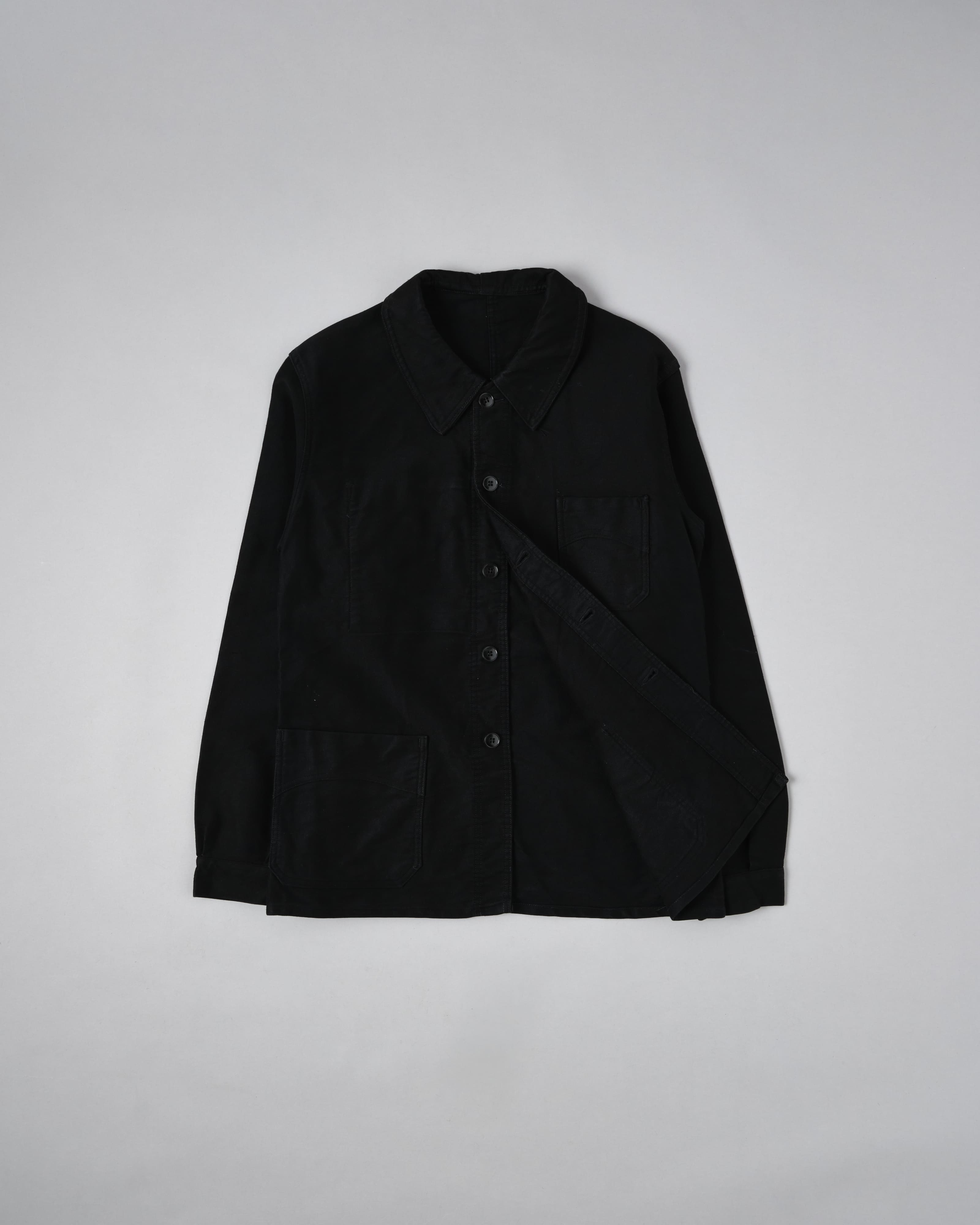 【~40's】French Vintage Black Moleskin Work Jacket "Vulcain"