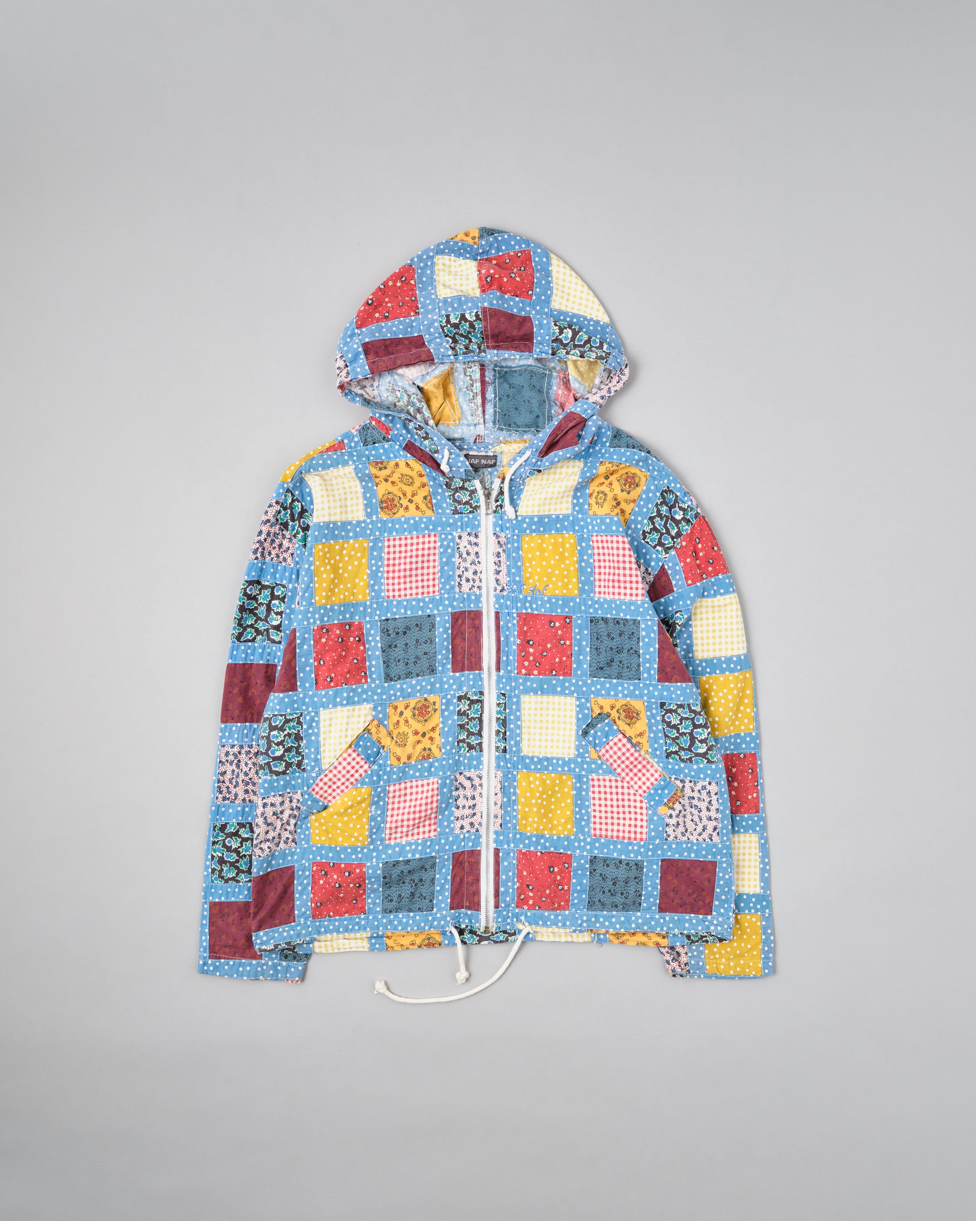 【~90’s】Old NAF NAF Various Patterned Patchwork Zip Up Hooded Jacket