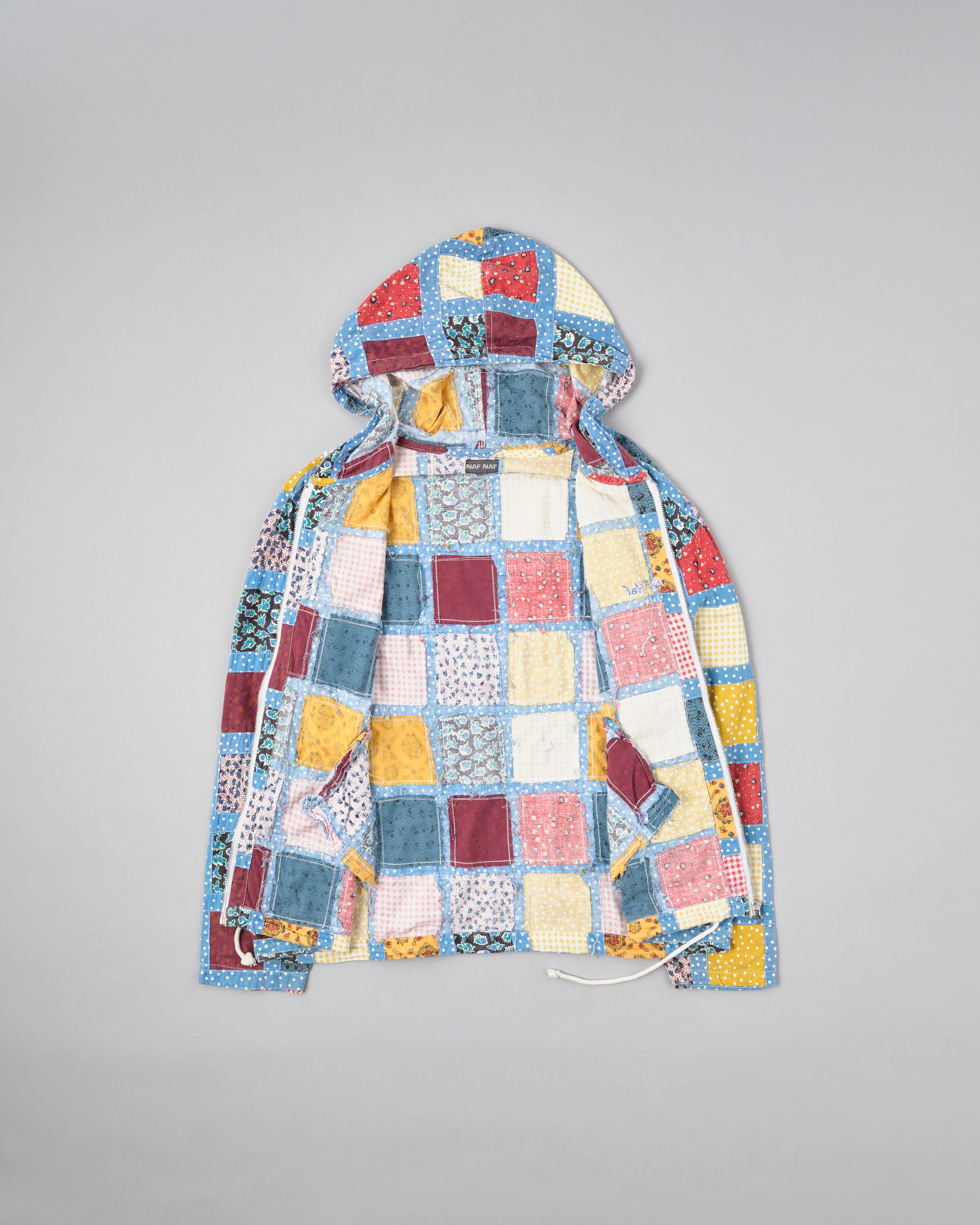 【~90’s】Old NAF NAF Various Patterned Patchwork Zip Up Hooded Jacket