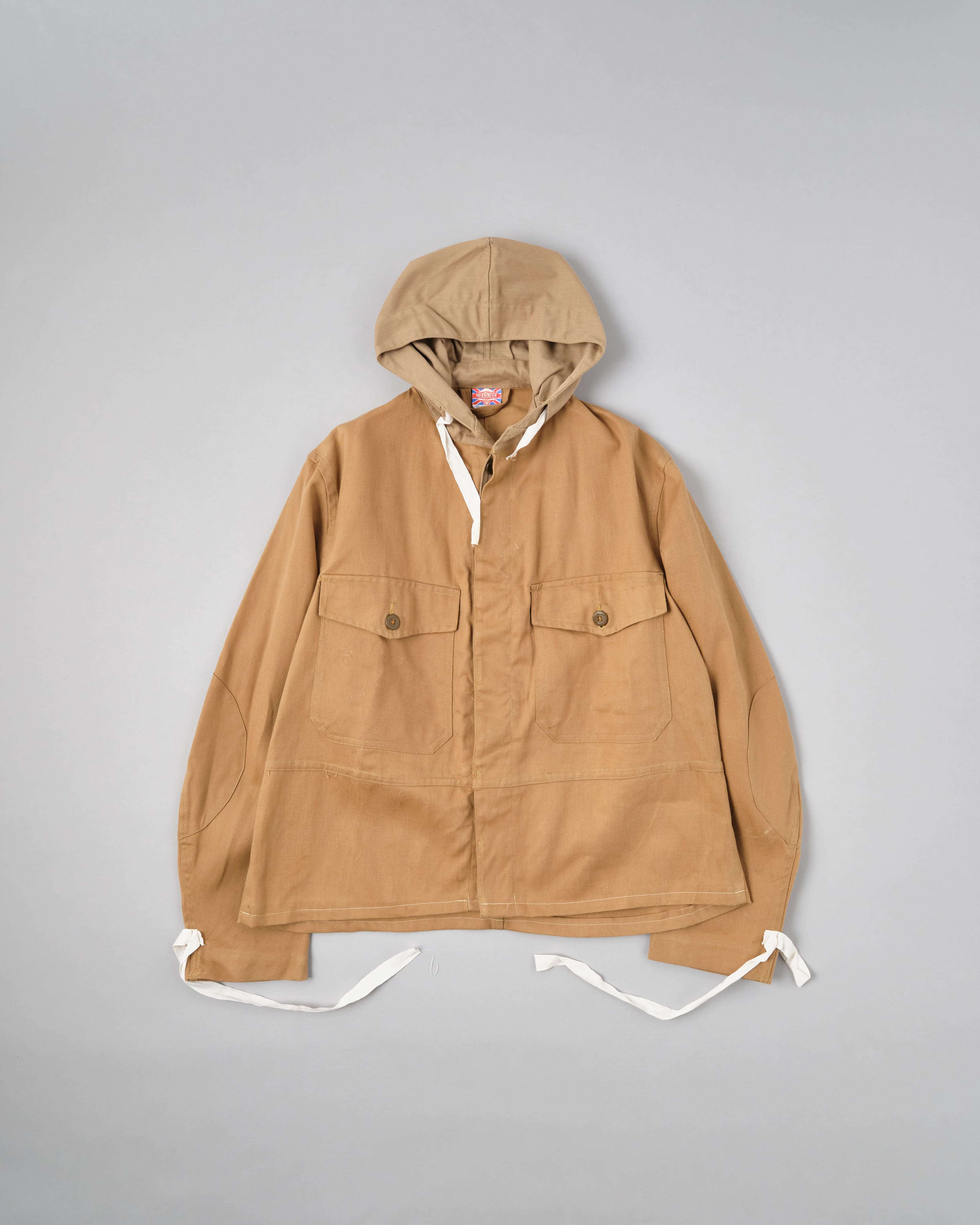 【~60's】British Vintage Khaki Drill Hooded Jacket Size.44 "MEKANEER" "Dead Stock"
