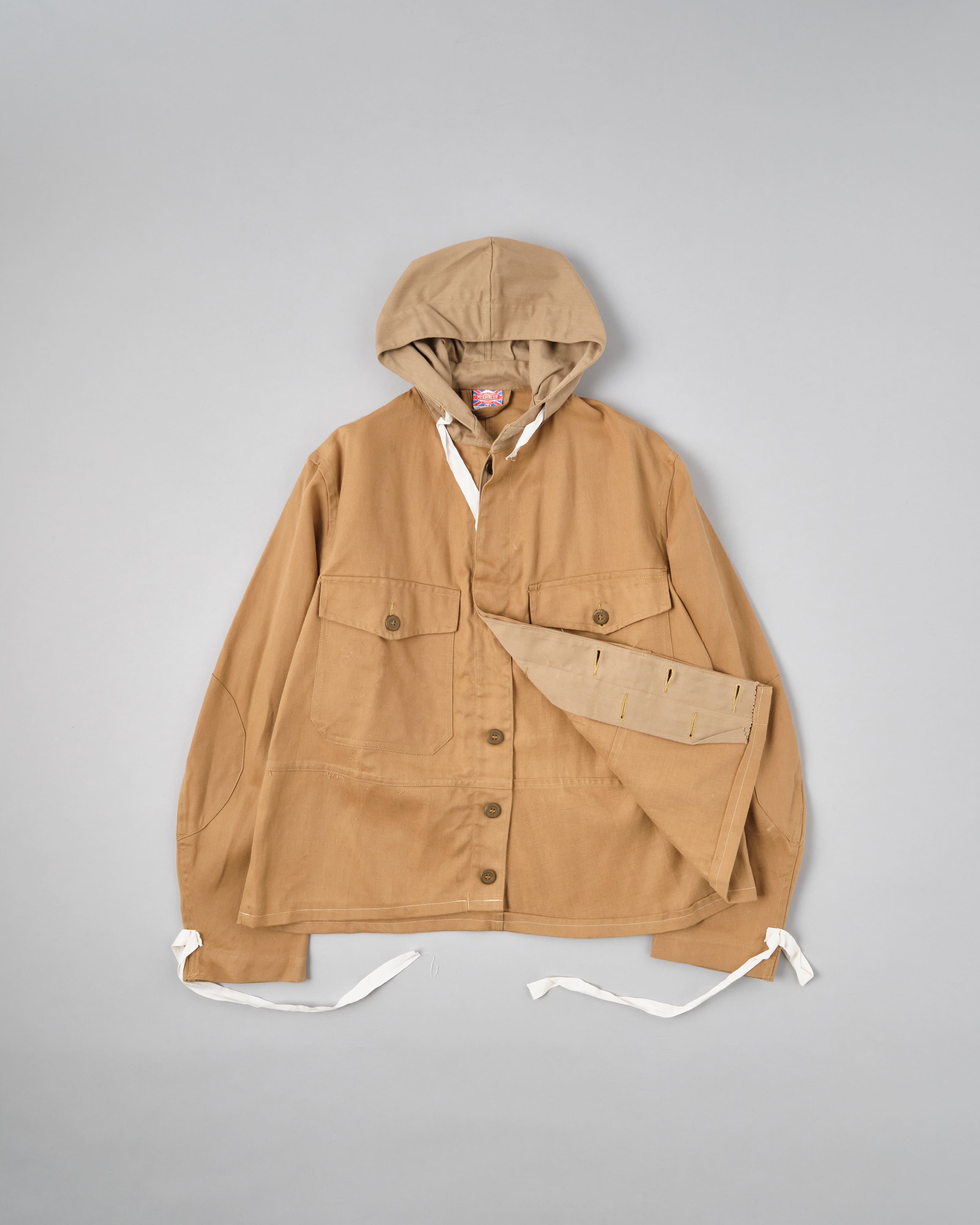 【~60's】British Vintage Khaki Drill Hooded Jacket Size.44 "MEKANEER" "Dead Stock"