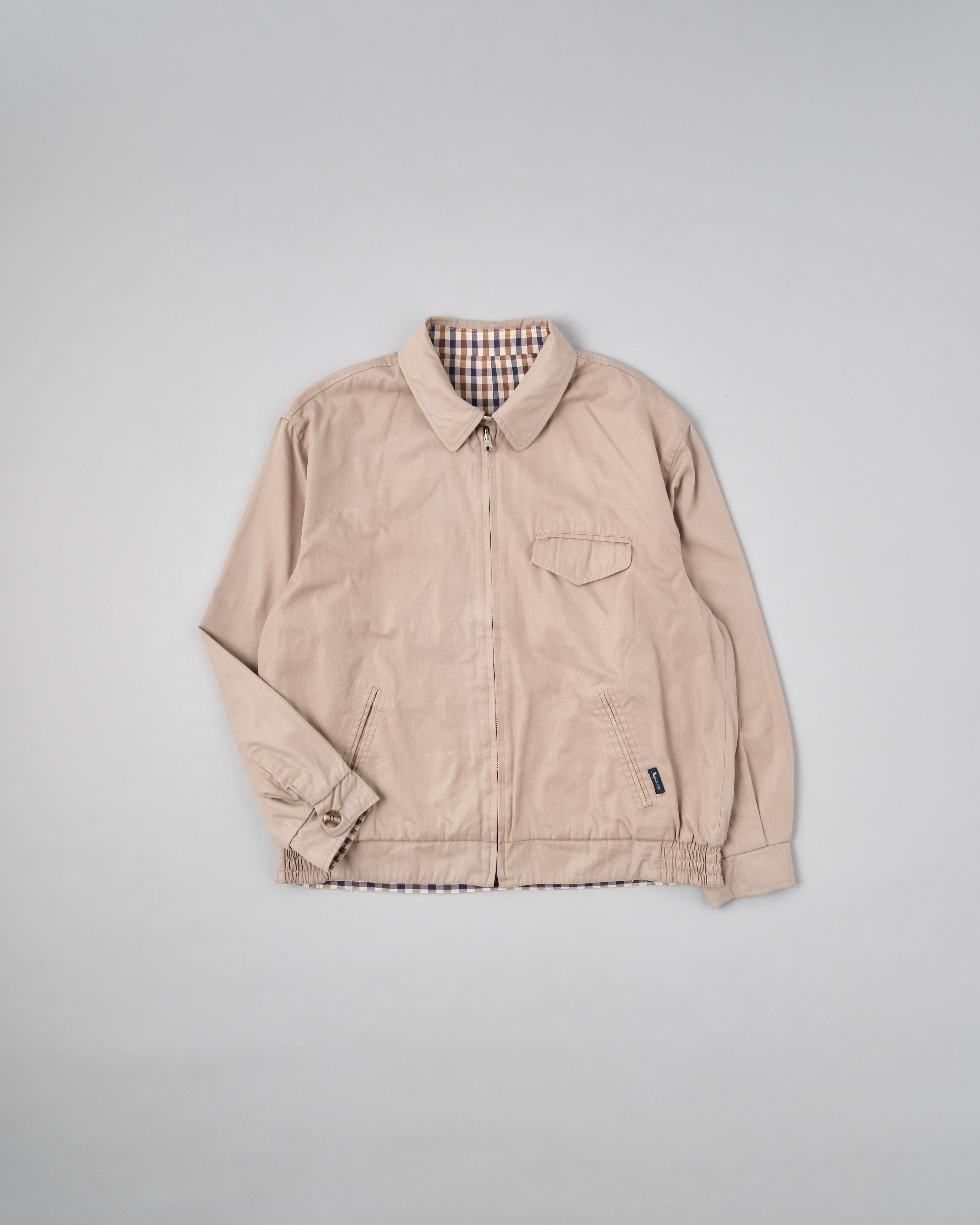 【~00's】Old Aquascutum Club Check Reversible Harrington Jacket Size.M