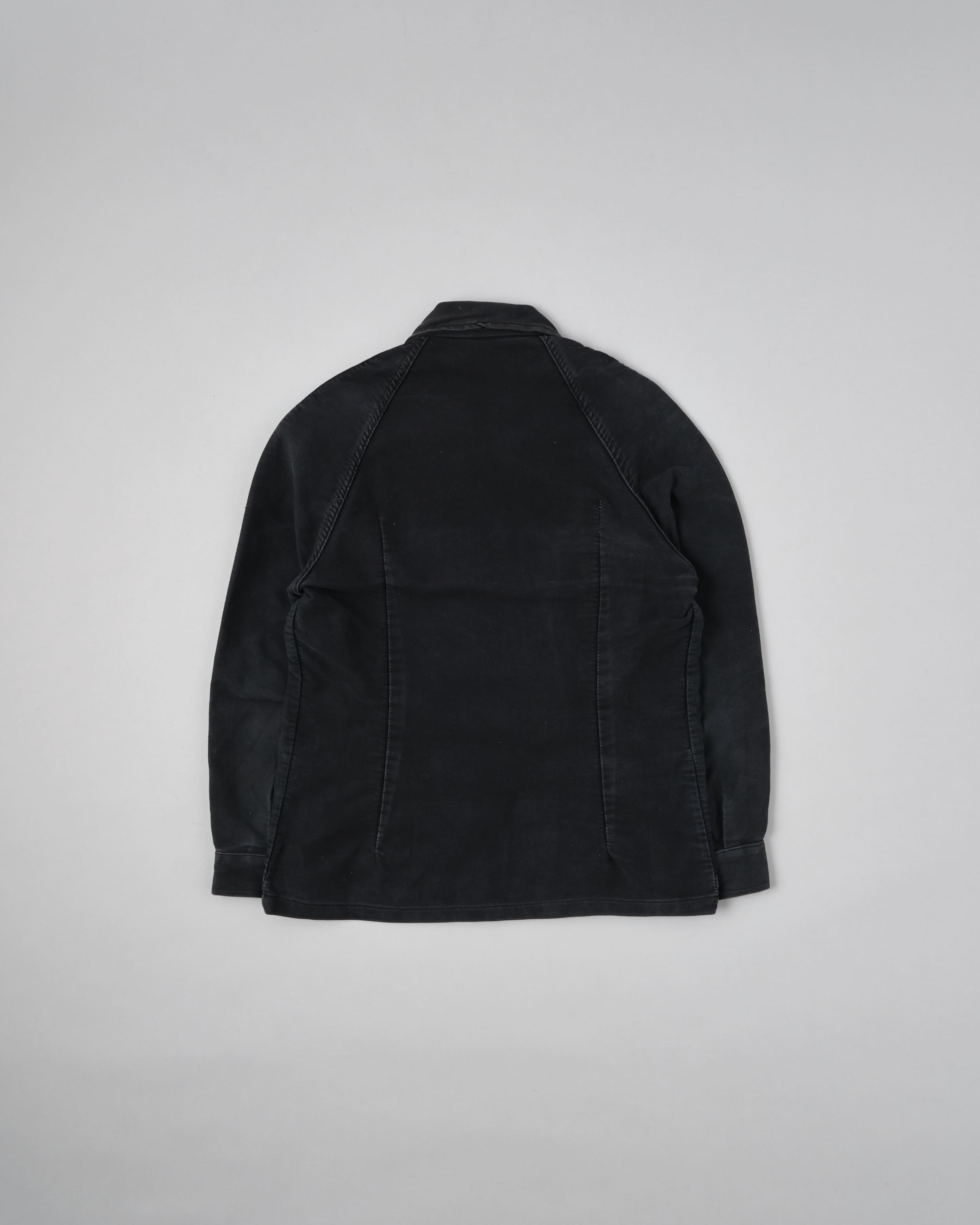 【~70's】Europe Vintage Raglan Sleeve Black Moleskin Zip Up Jacket