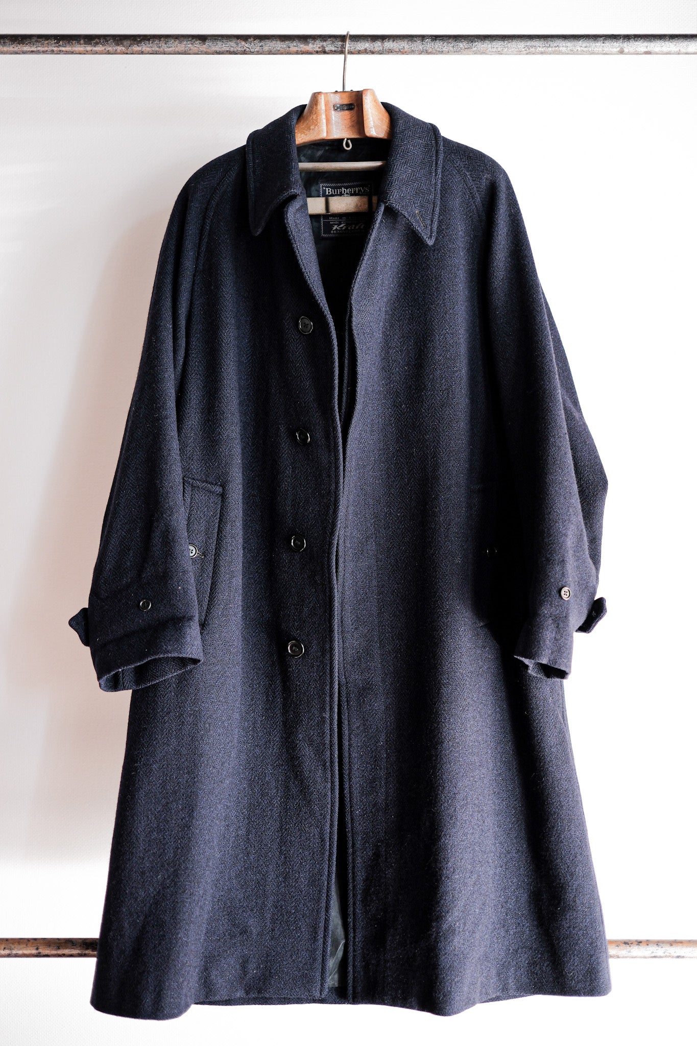 【~80's】Vintage Burberry's Single Raglan Balmacaan Coat Size.54RL "HARRIS TWEED" "Kraft 別注"