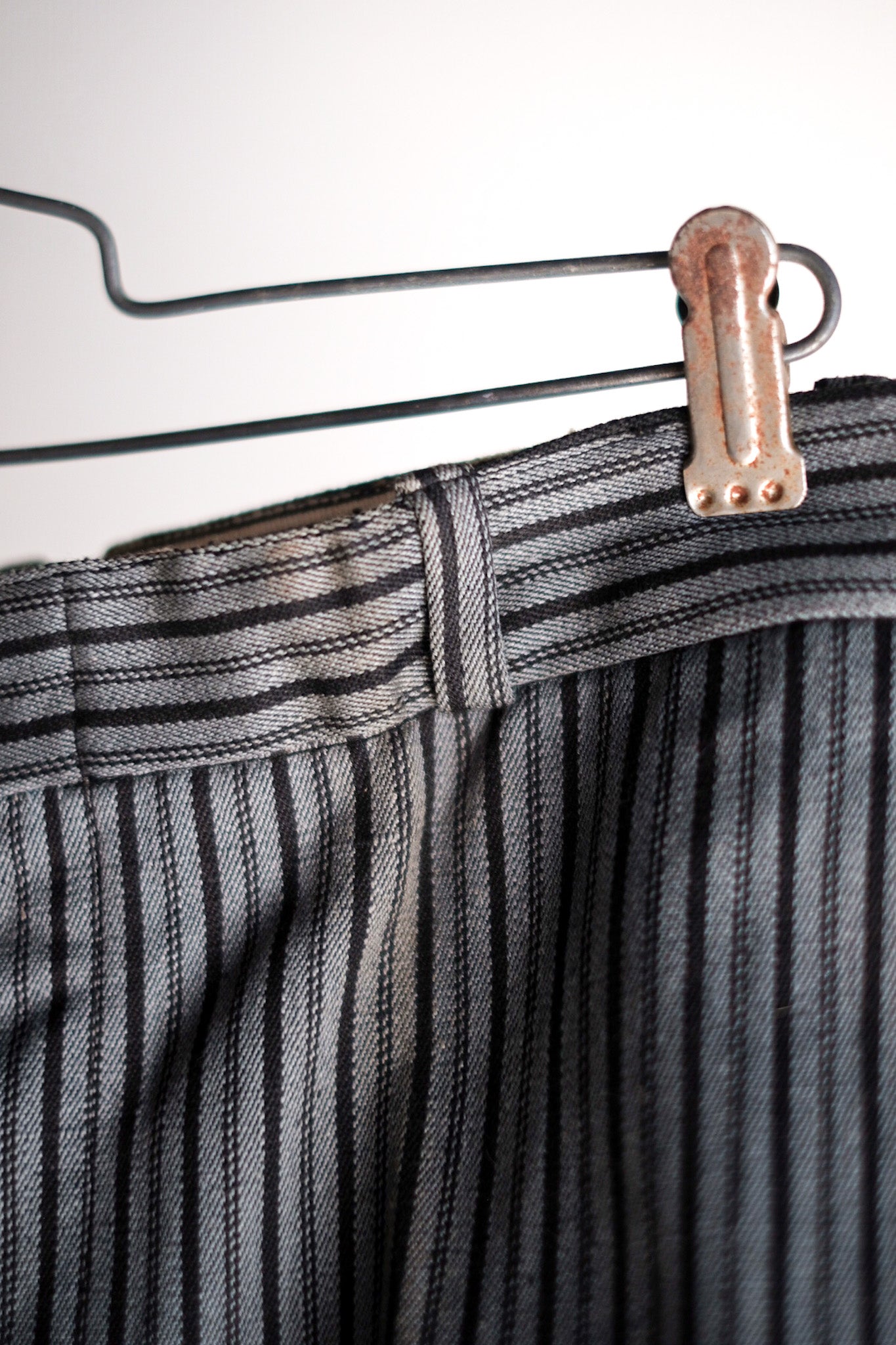 【~40's】French Vintage Cotton Striped Work Pants "Dead Stock"