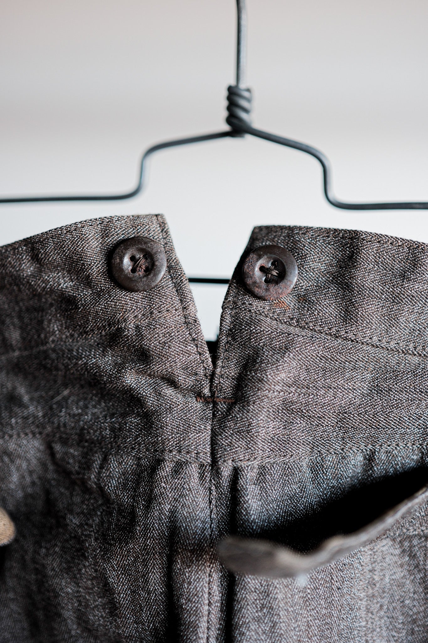【~20's】French Vintage Brown Salt & Pepper Cotton HBT Work Pants