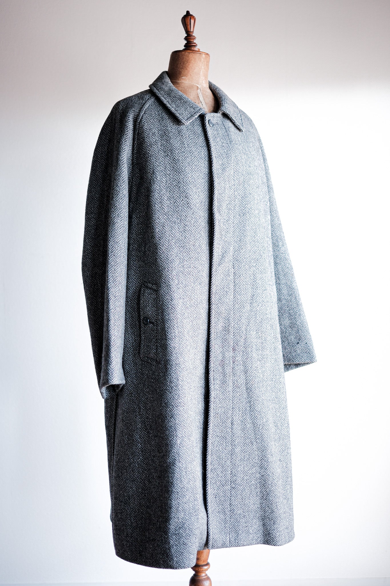 【~90's】Vintage Burberry's Single Raglan Balmacaan Coat Size.54REG "SHETLAND TWEED"