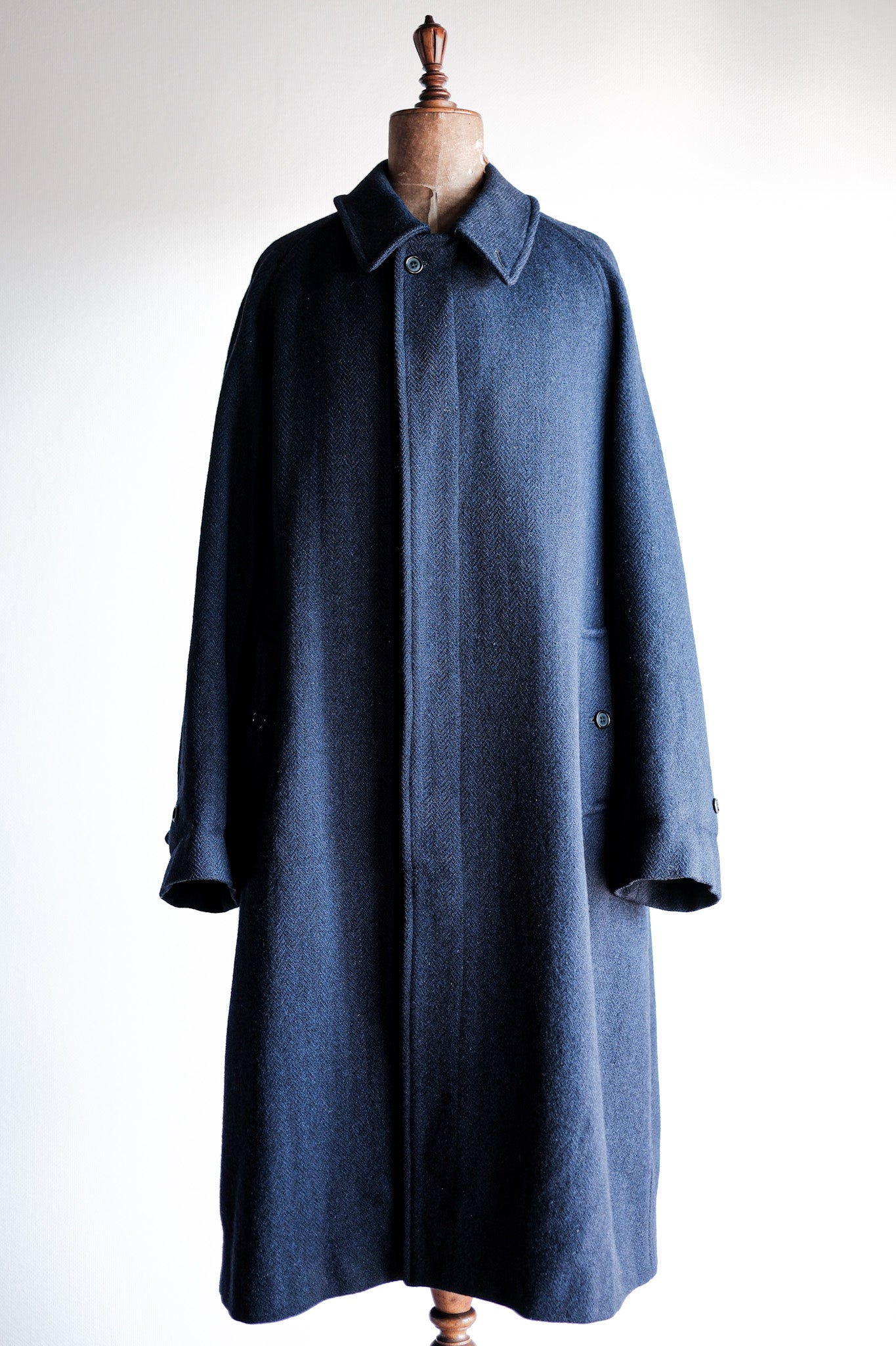 【~80's】Vintage Burberry's Single Raglan Balmacaan Coat Size.54RL "HARRIS TWEED" "Kraft 別注"