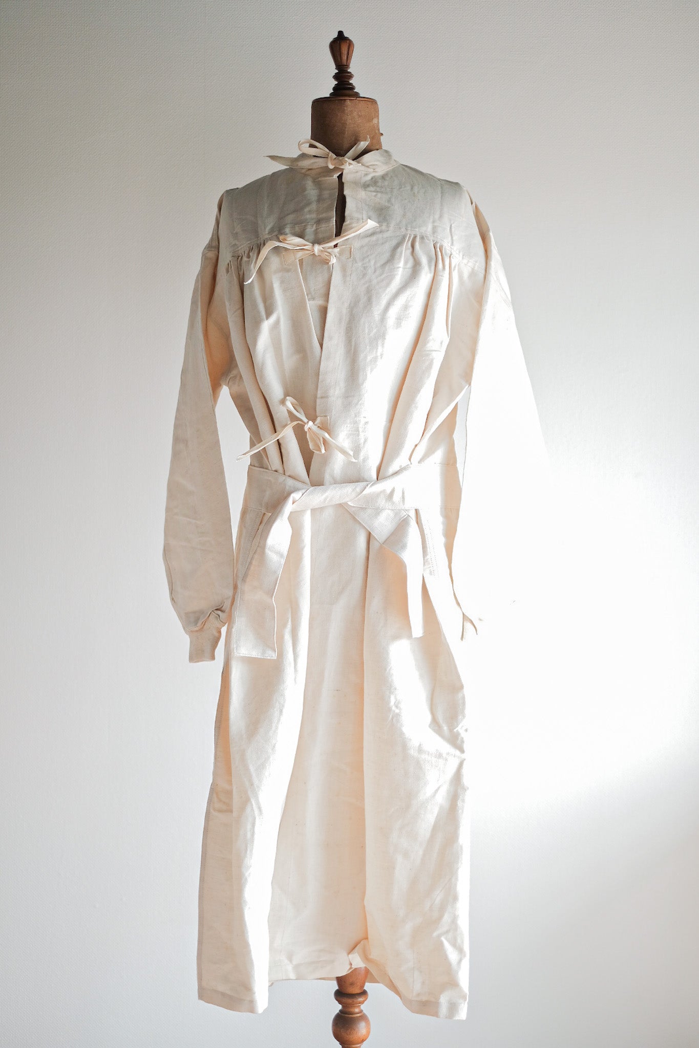 【~50's】French Army Surgeon Linen Coat Hospital Military "Dead Stock"